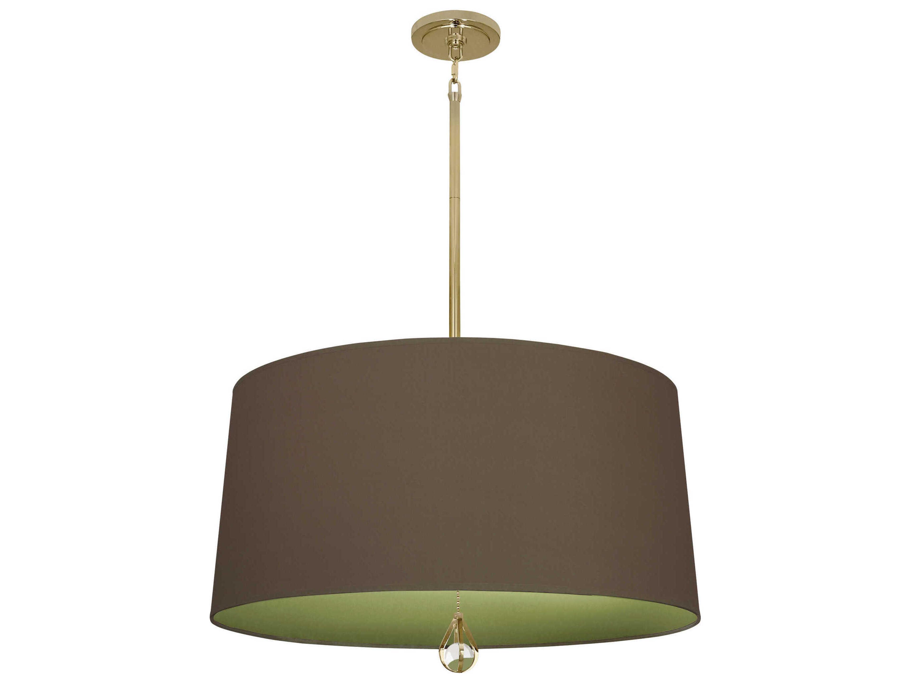 Robert Abbey Williamsburg Custis 3-Light Revolutionary Storm Parrot Green Brown Drum Pendant
