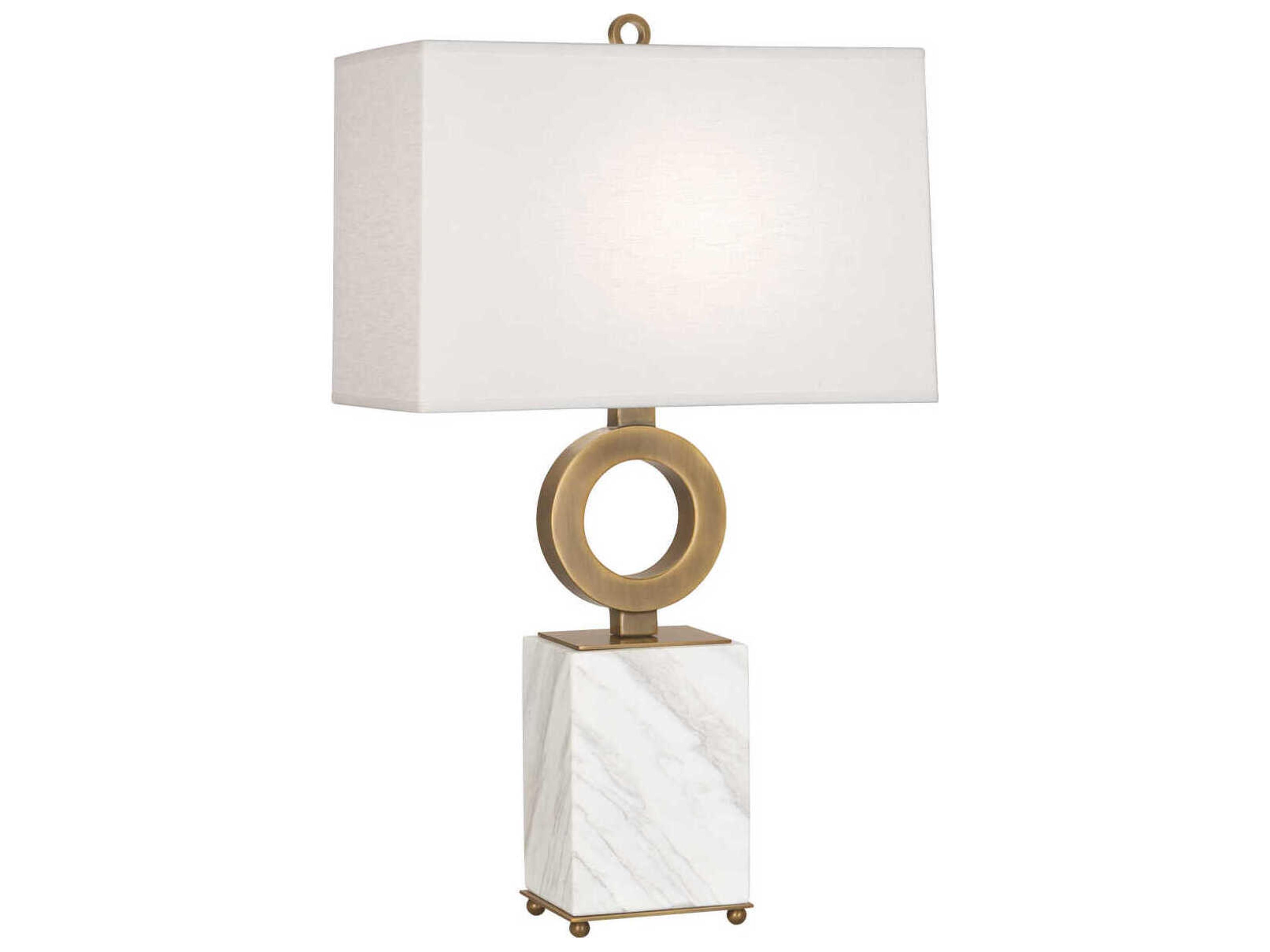 Robert Abbey Oculus Warm Brass White Marble Buffet Lamp