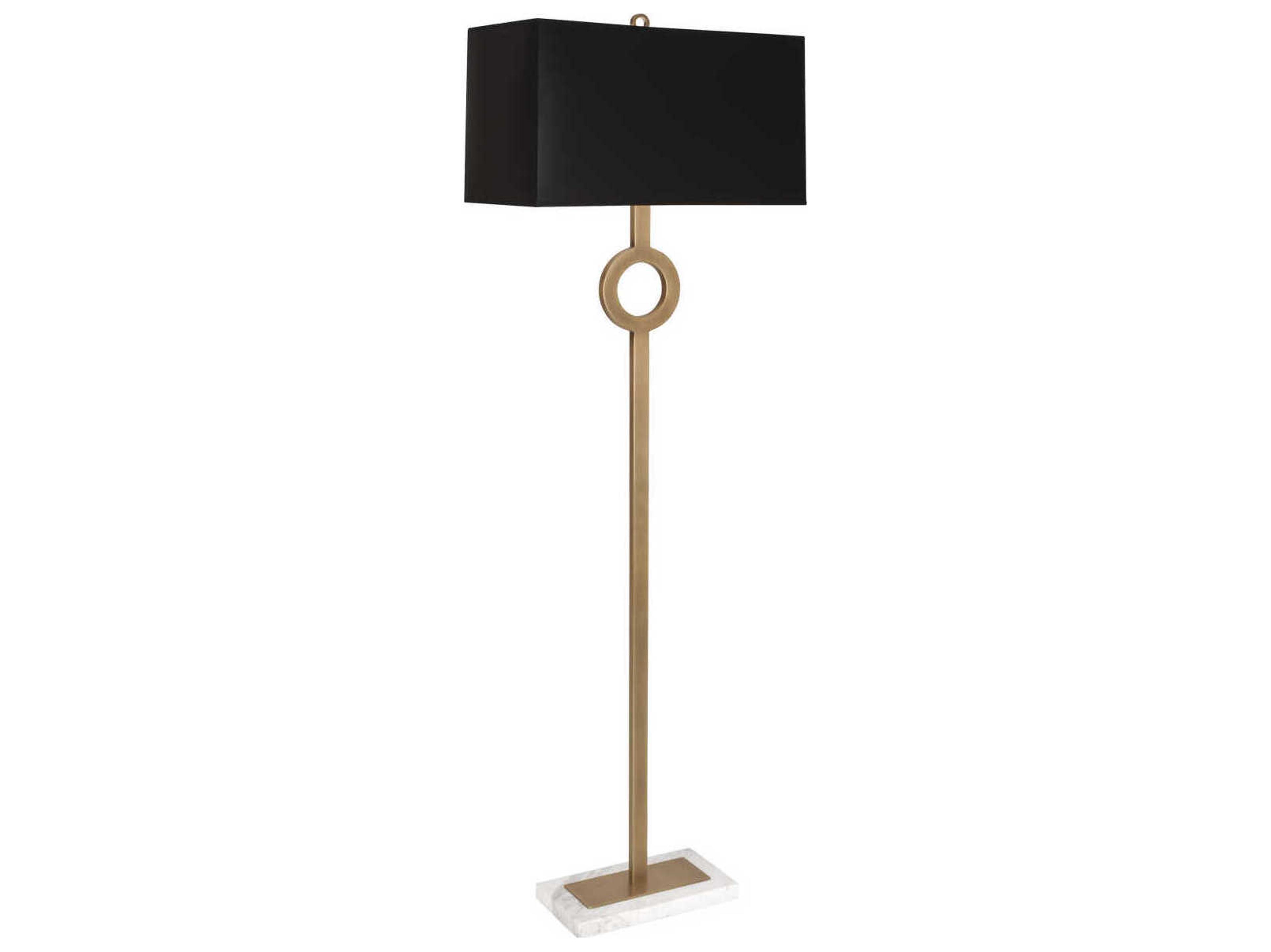 Robert Abbey Oculus Warm Brass White Marble Floor Lamp