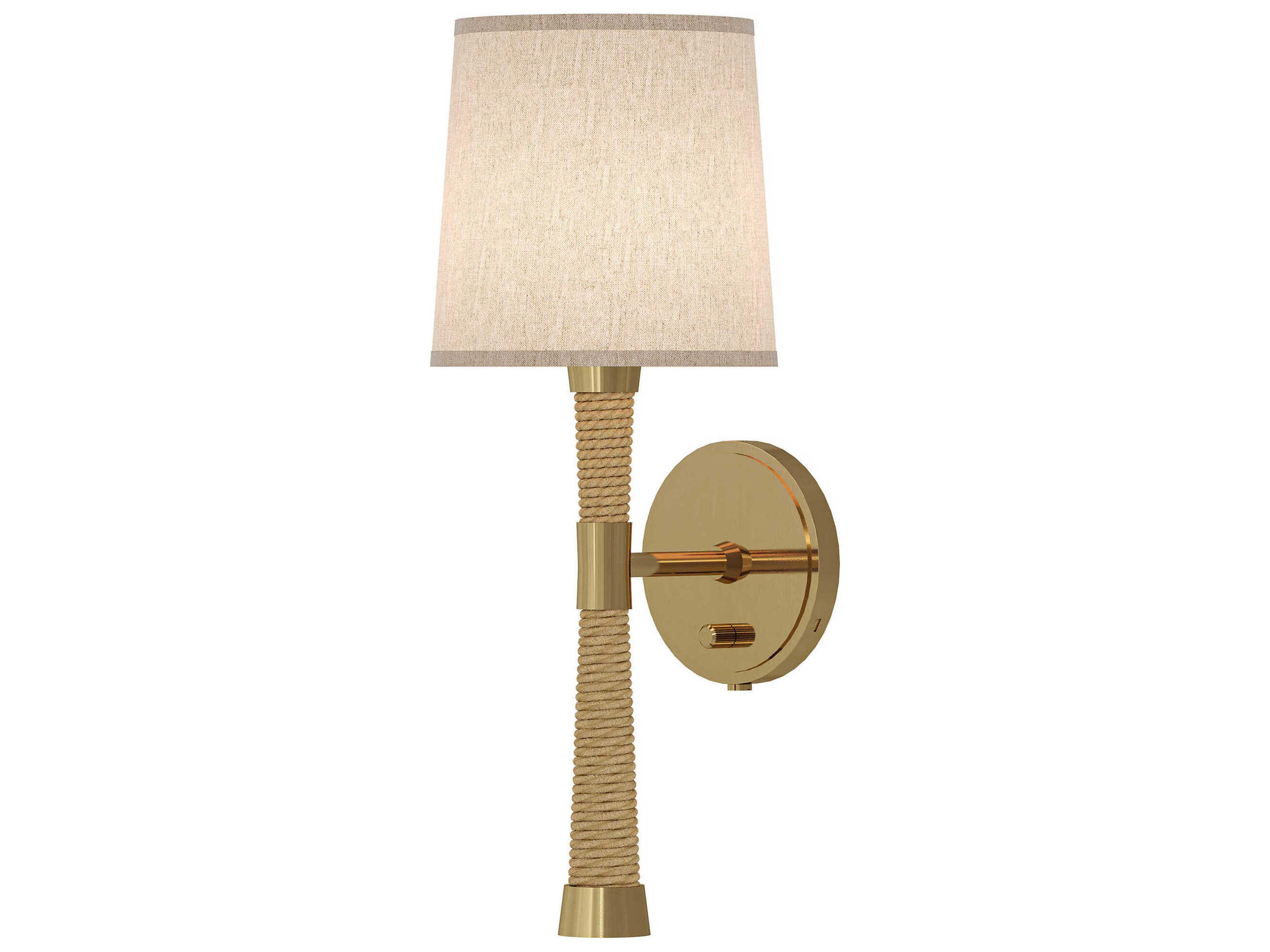 Robert Abbey Hatteras 1-Light Natural Rope Modern Brass Wall Sconce