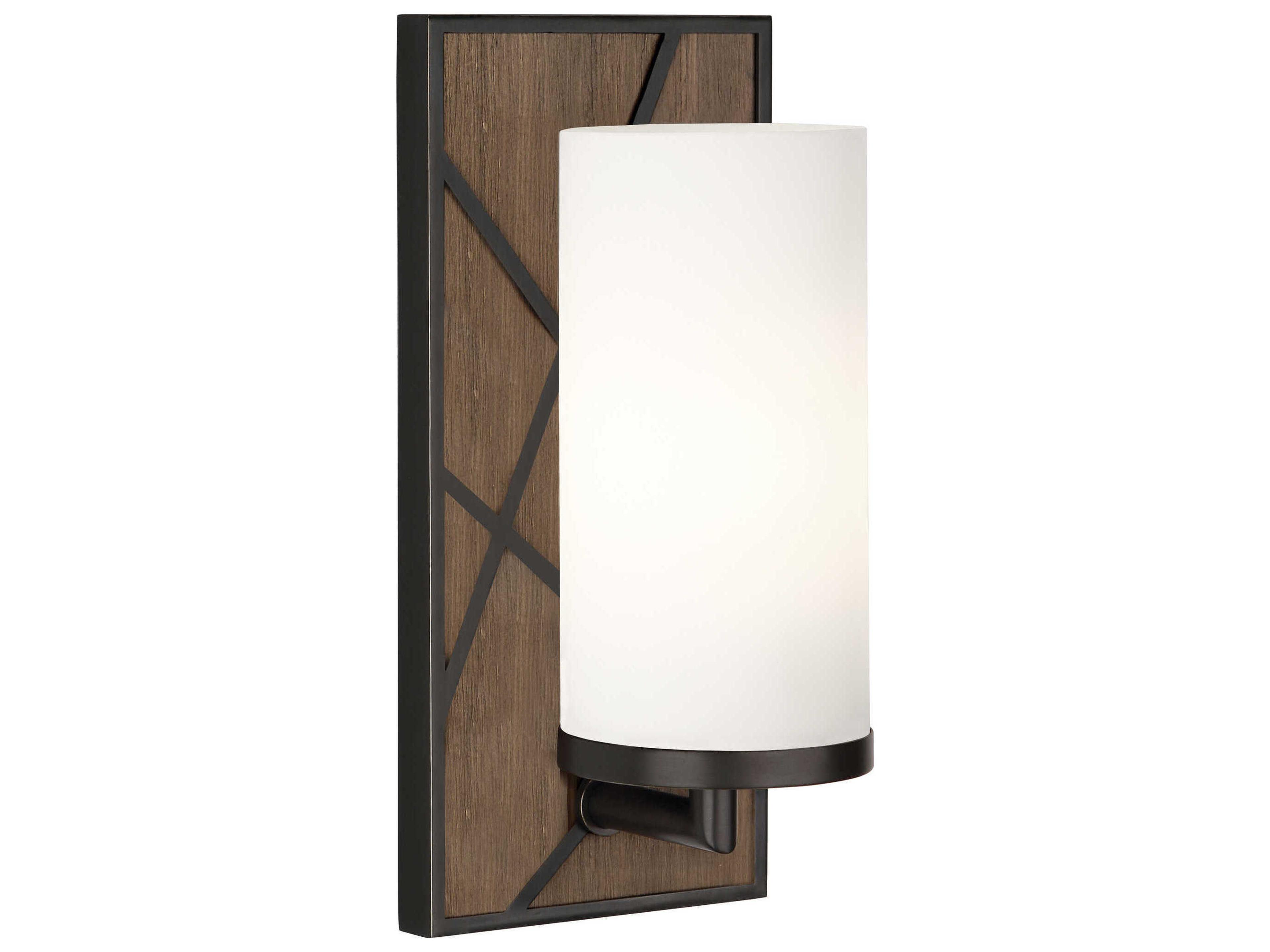 Robert Abbey Michael Berman Bond 1-Light Smoked Walnut Wood Deep Patina Bronze Brown Wall Sconce