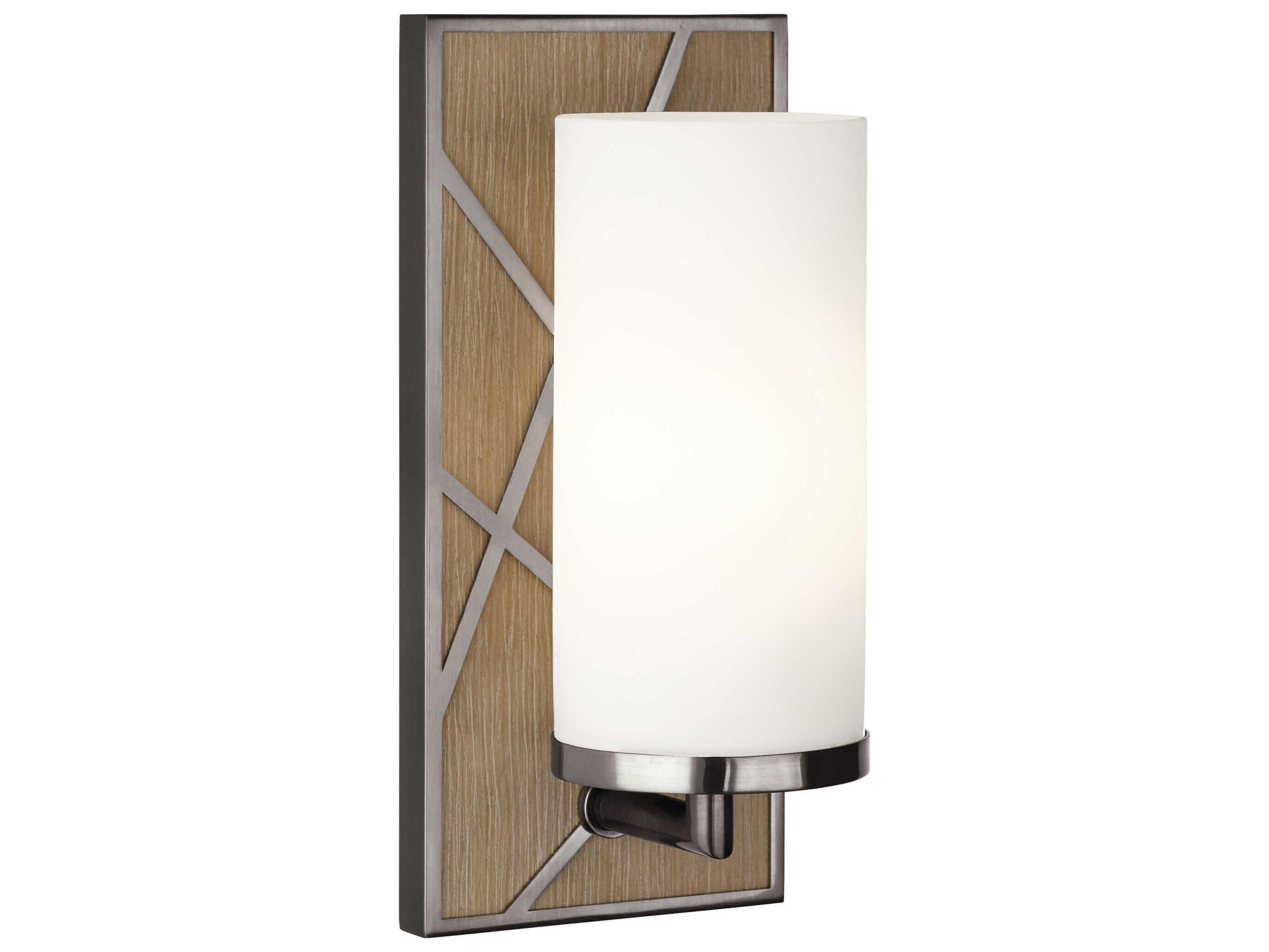 Robert Abbey Michael Berman Bond 1-Light Driftwood Oak Wood Blackened Nickel Wall Sconce
