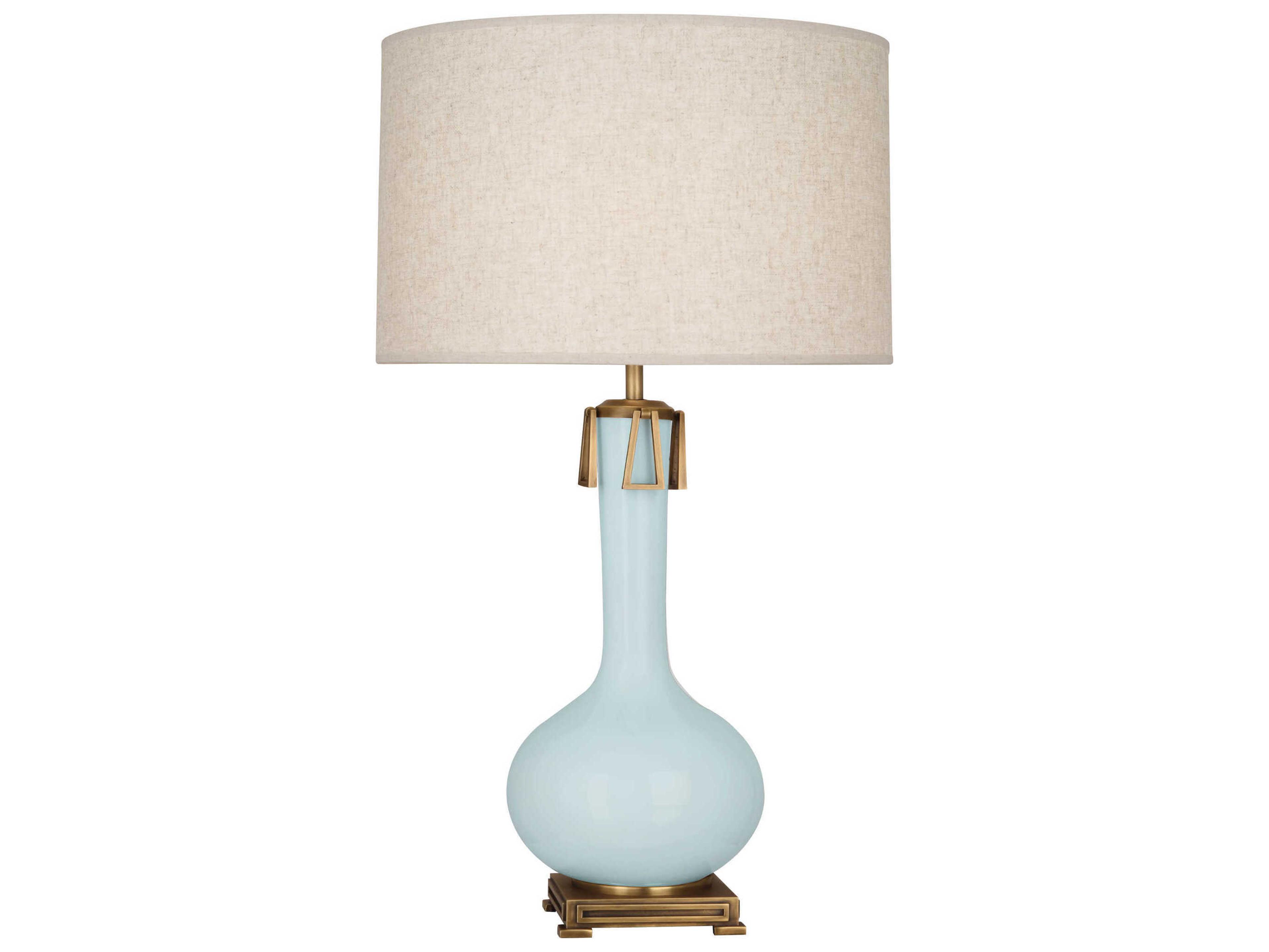 Robert Abbey Athena Baby Blue Glazed Aged Brass Buffet Lamp
