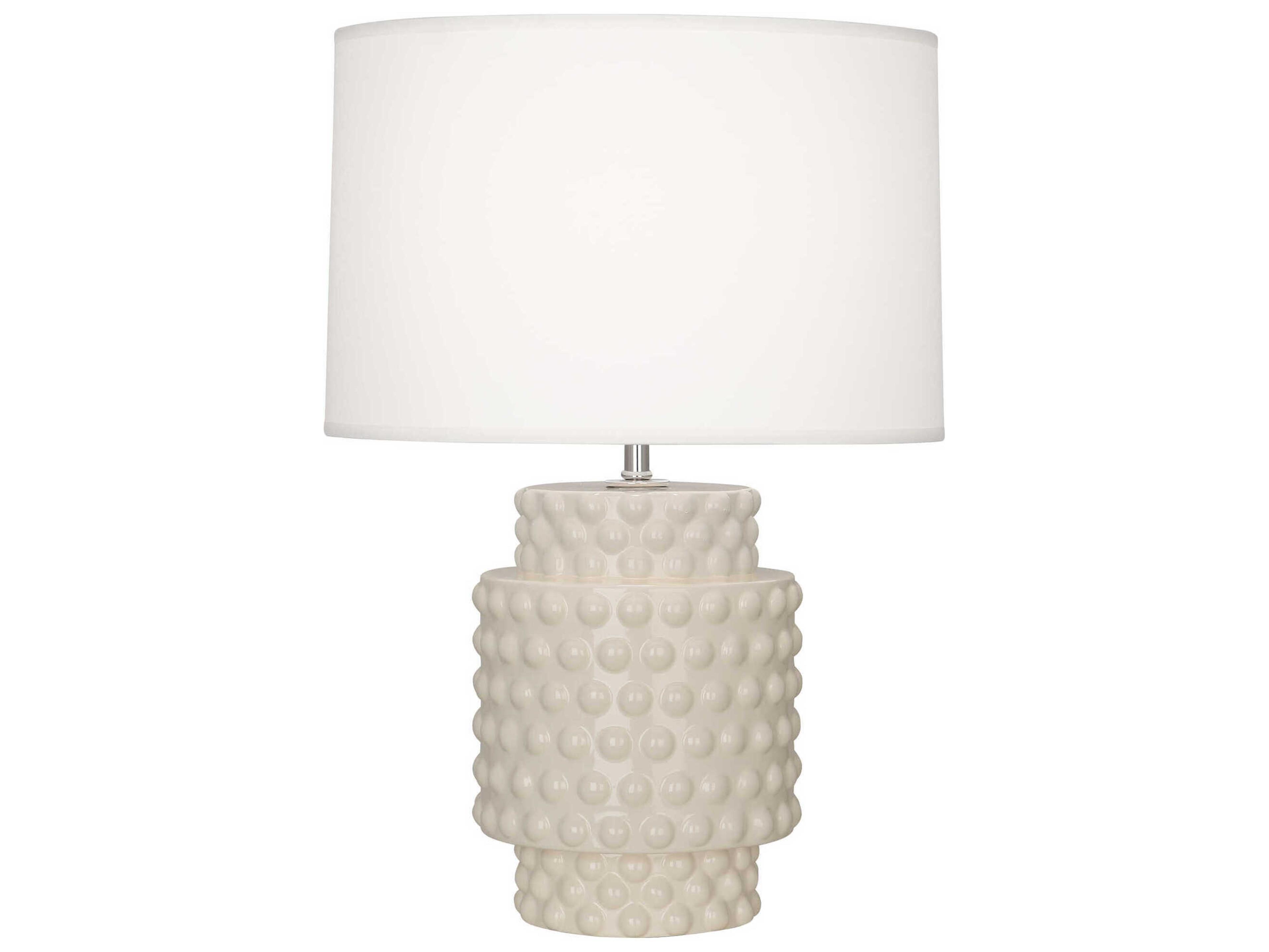 Robert Abbey Dolly Bone Glazed Textured White Table Lamp