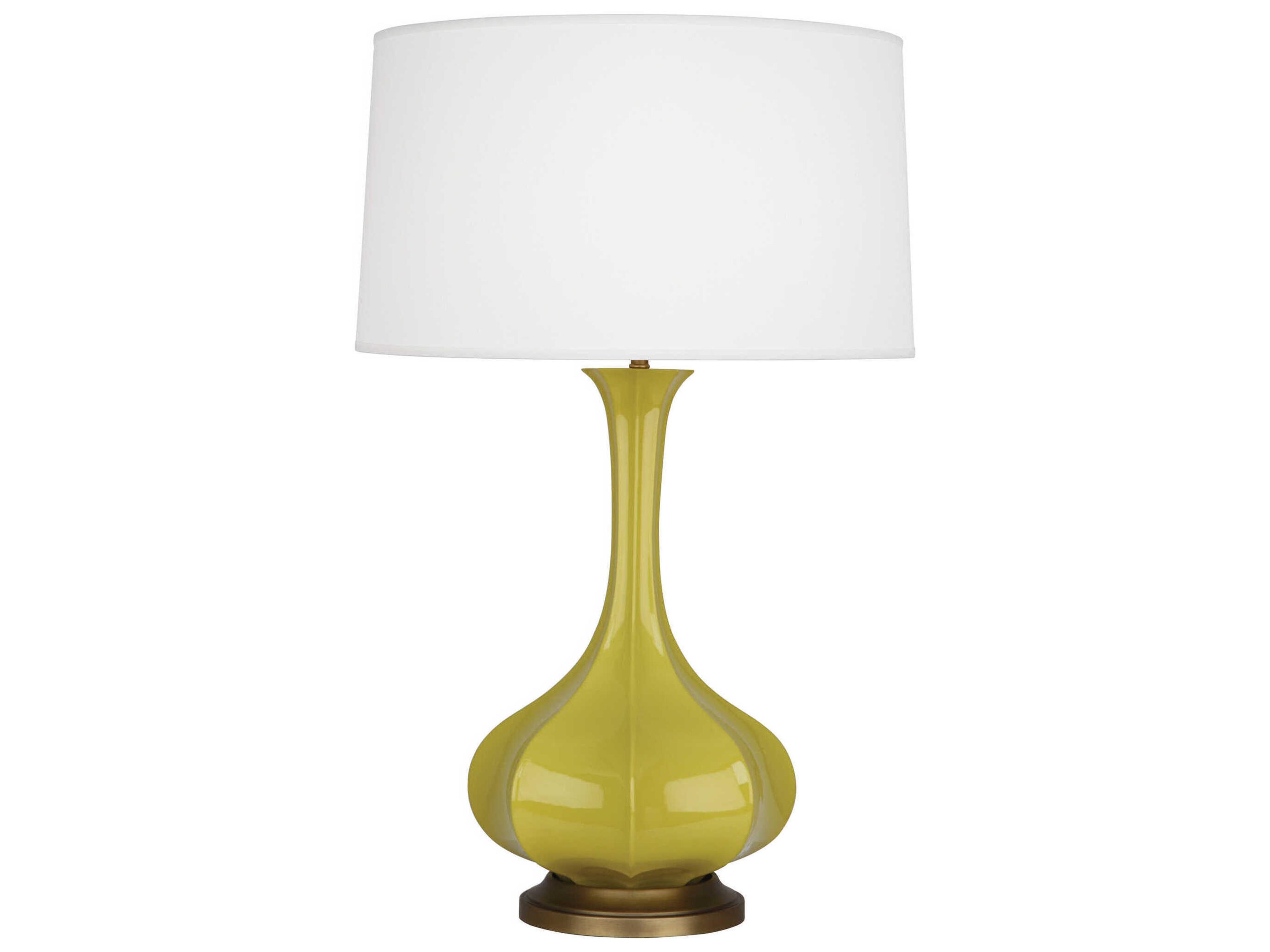 Robert Abbey Pike Citron Glazed Aged Brass Yellow Buffet Lamp