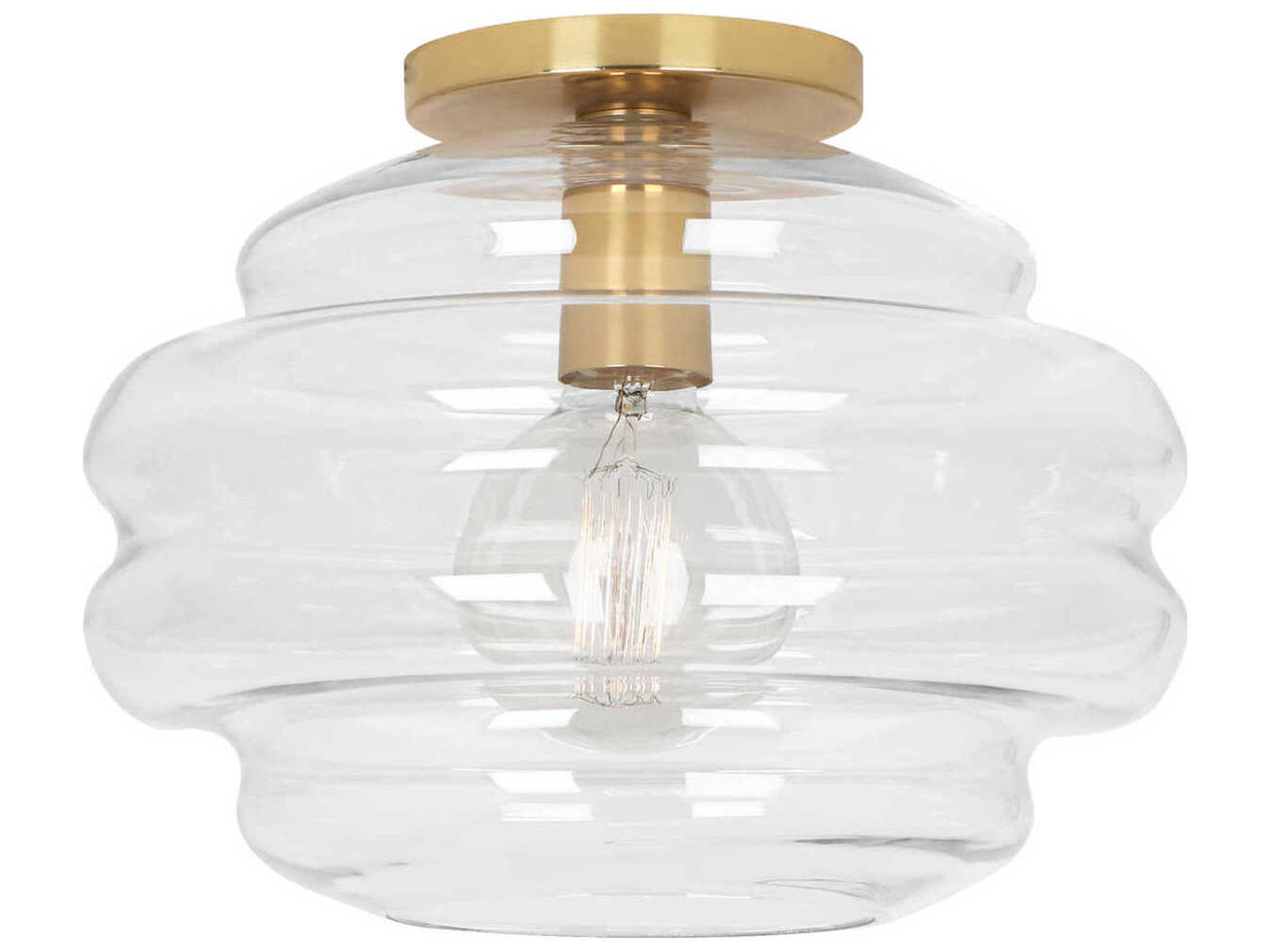 Robert Abbey Horizon 1-Light Modern Brass Clear Glass Flush Mount