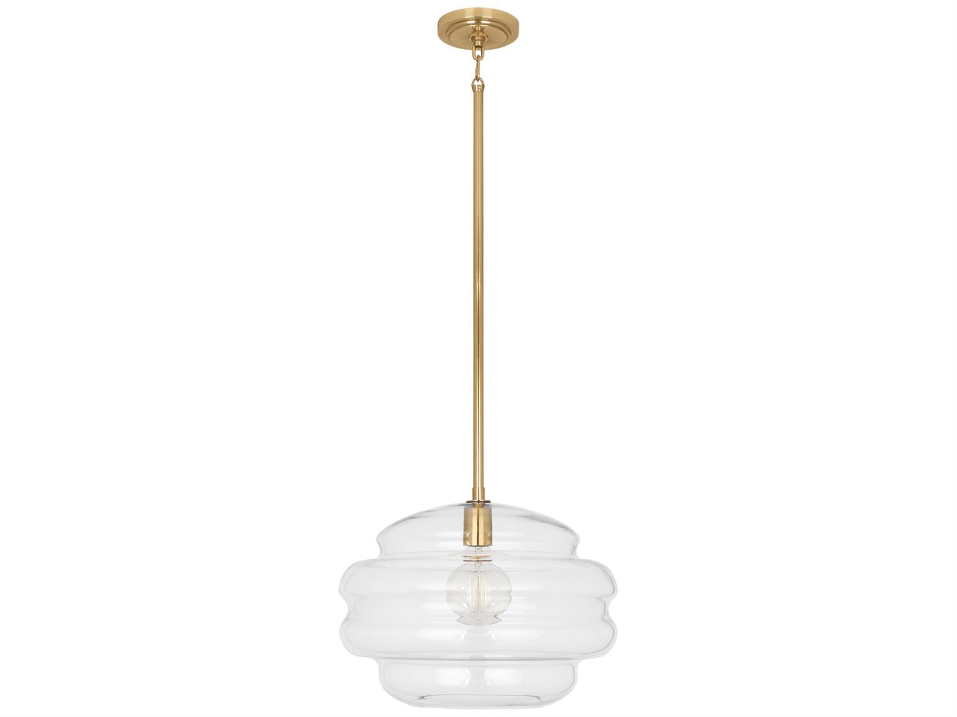 Robert Abbey Horizon 1-Light Modern Brass Clear Glass Pendant