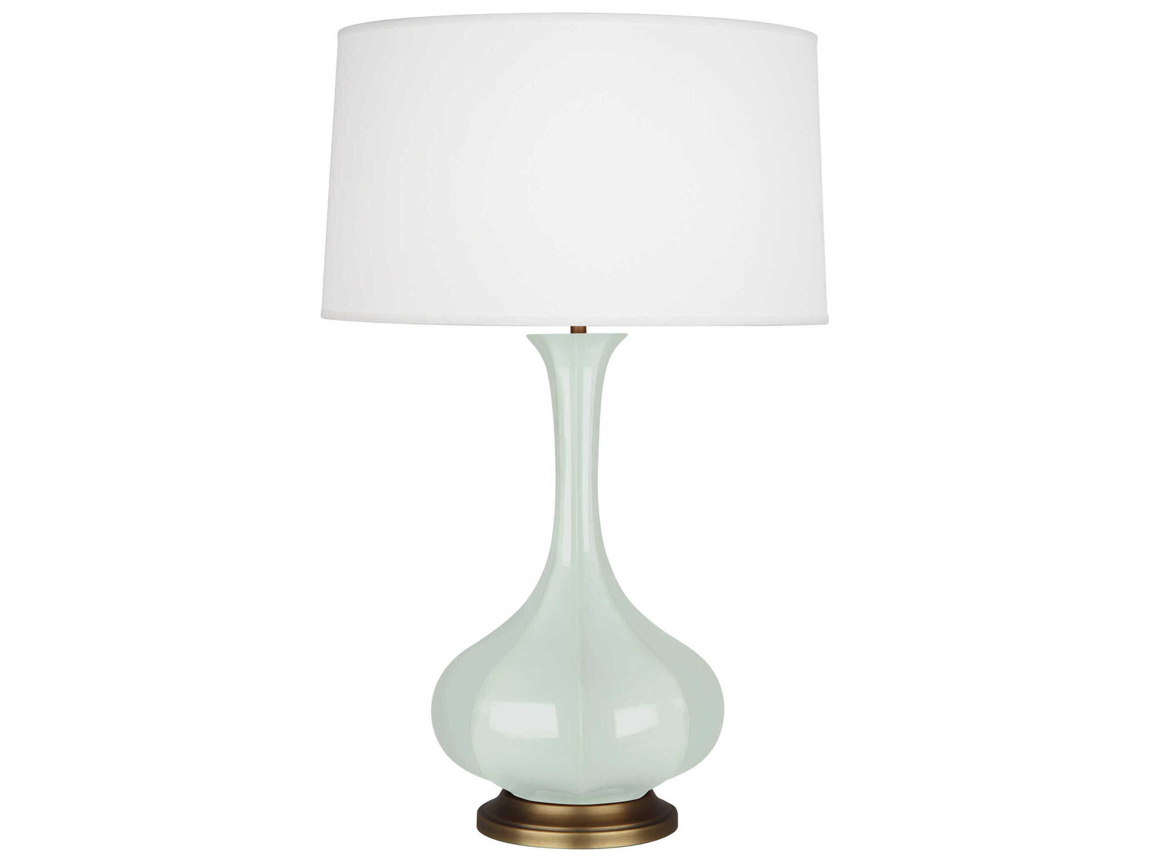 Robert Abbey Pike Celadon Glazed Aged Brass Green Buffet Lamp