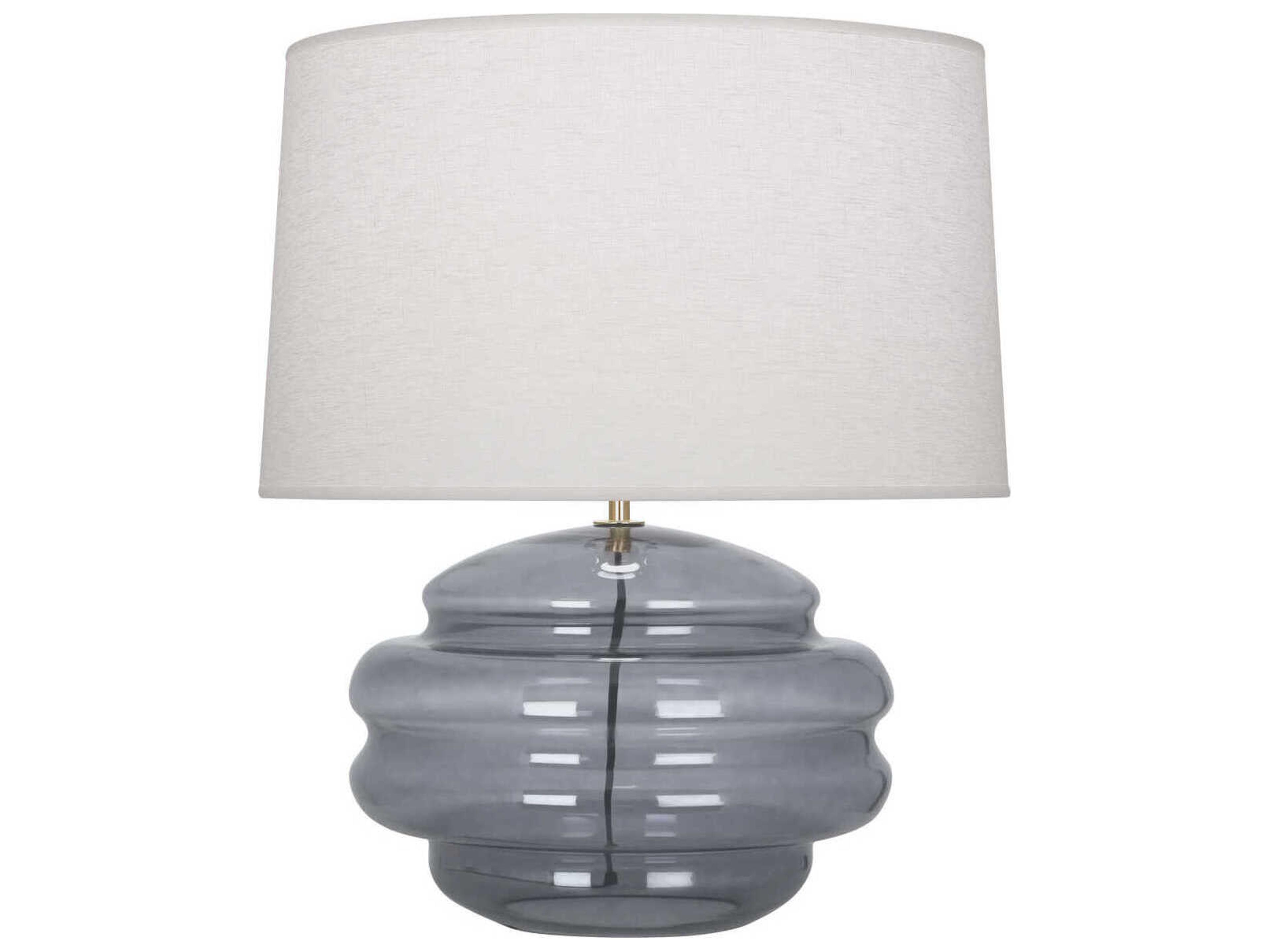 Robert Abbey Horizon Modern Brass Smoke Gray Glass Table Lamp