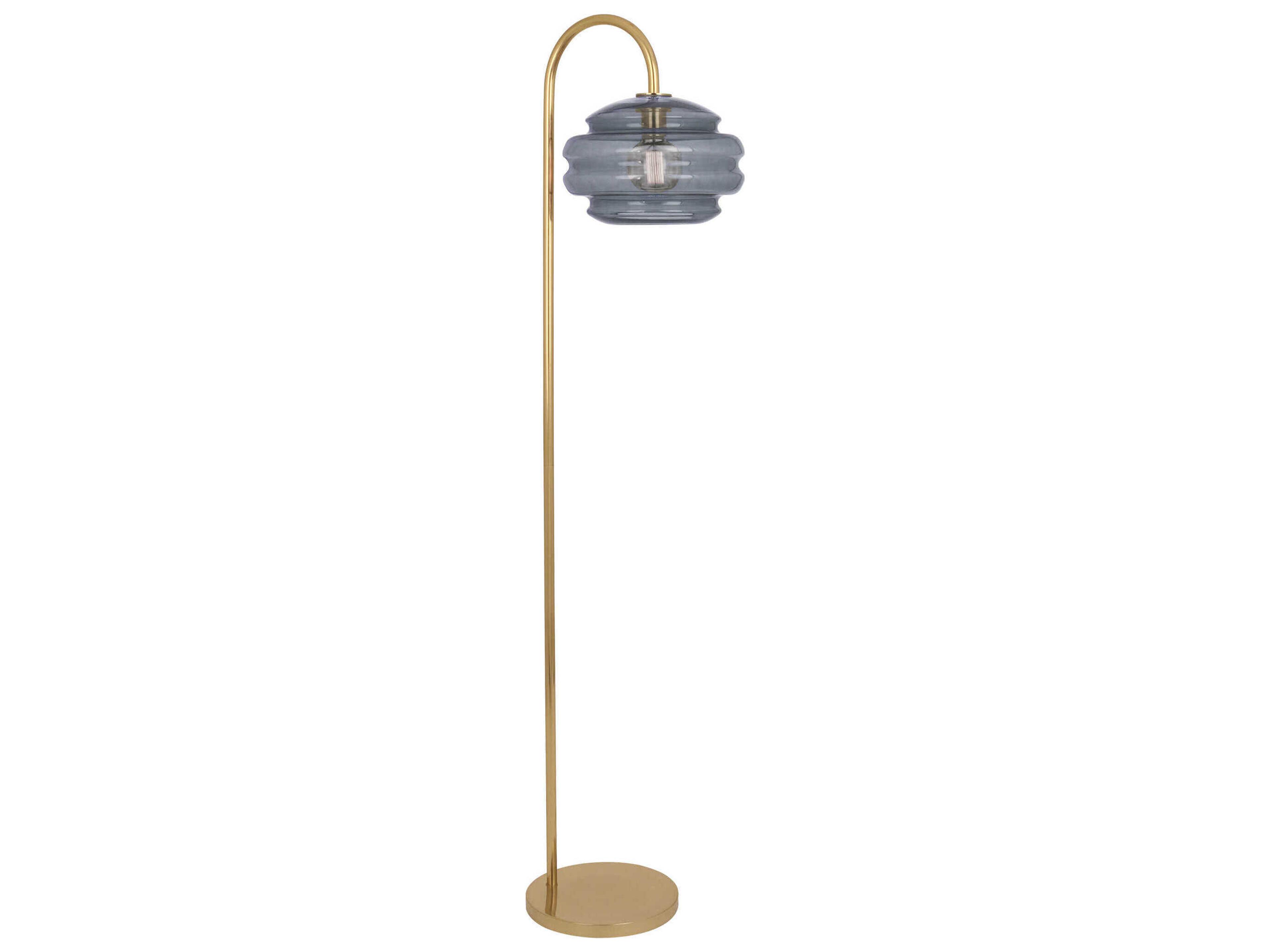 Robert Abbey Horizon Modern Brass Smoke Gray Glass Floor Lamp