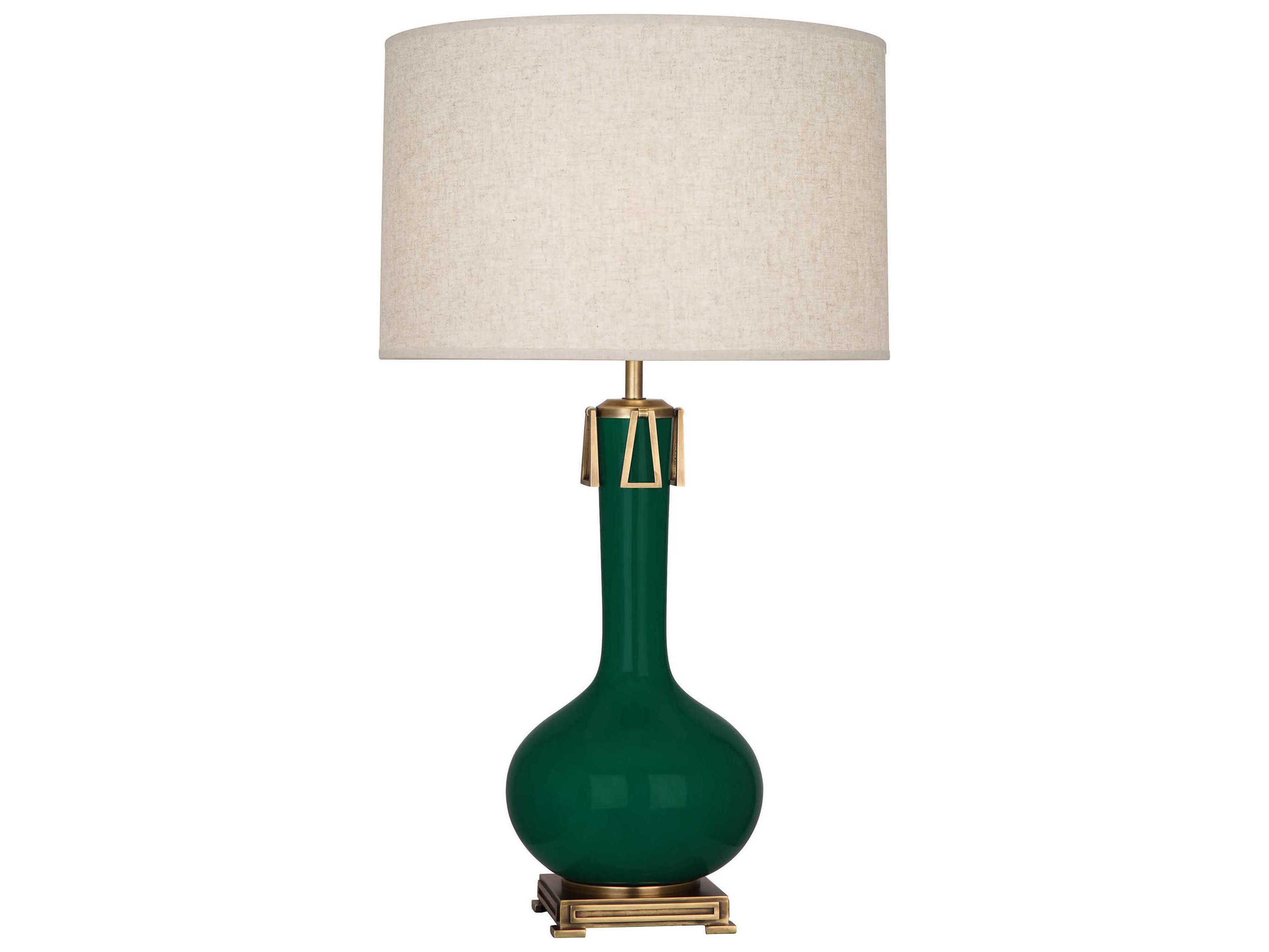 Robert Abbey Athena Jungle Glazed Aged Brass Green Buffet Lamp