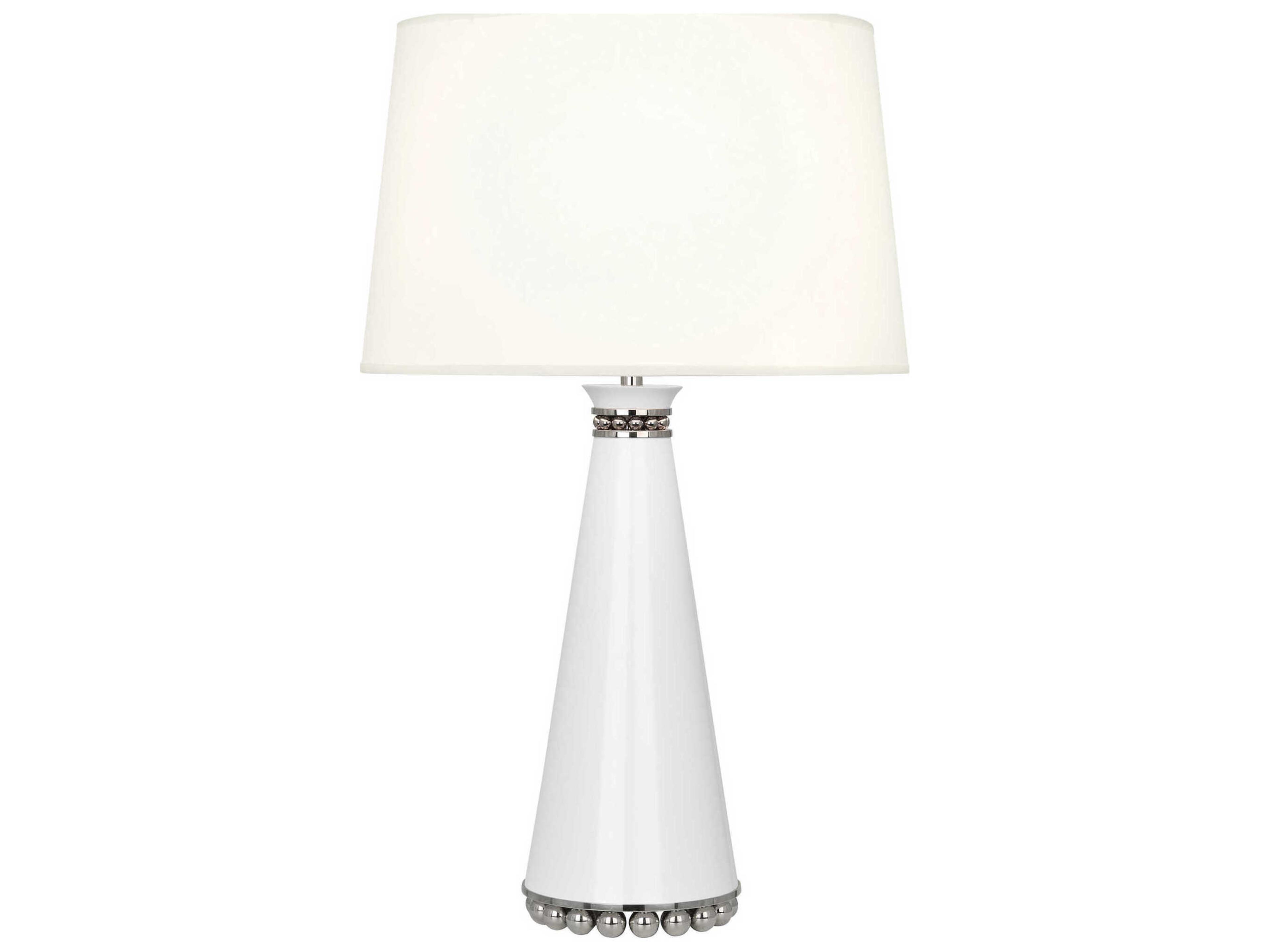 Robert Abbey Pearl Lily Lacquered Paint Polished Nickel White Buffet Lamp