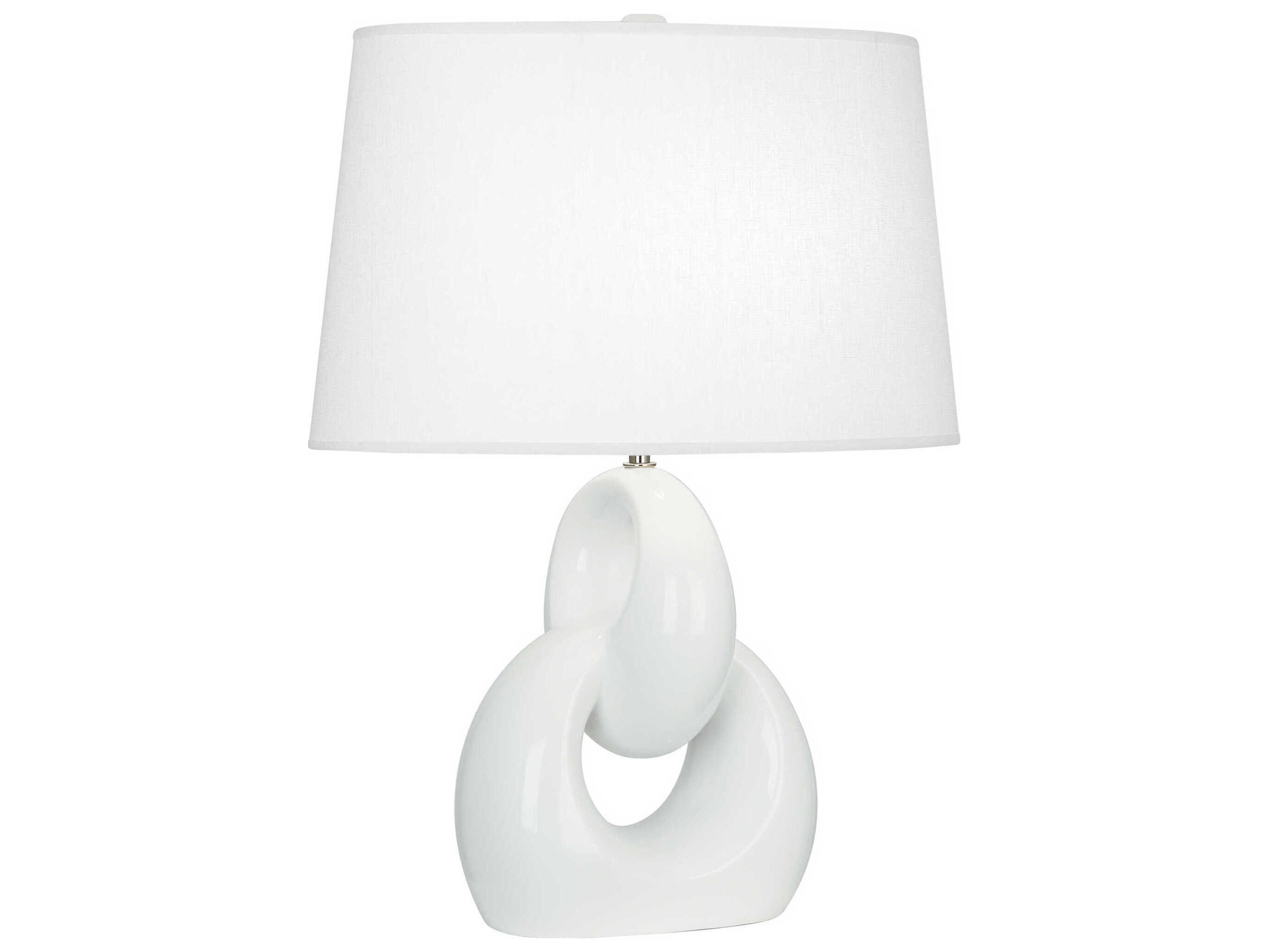 Robert Abbey Fusion Lily Glazed Polished Nickel White Buffet Lamp