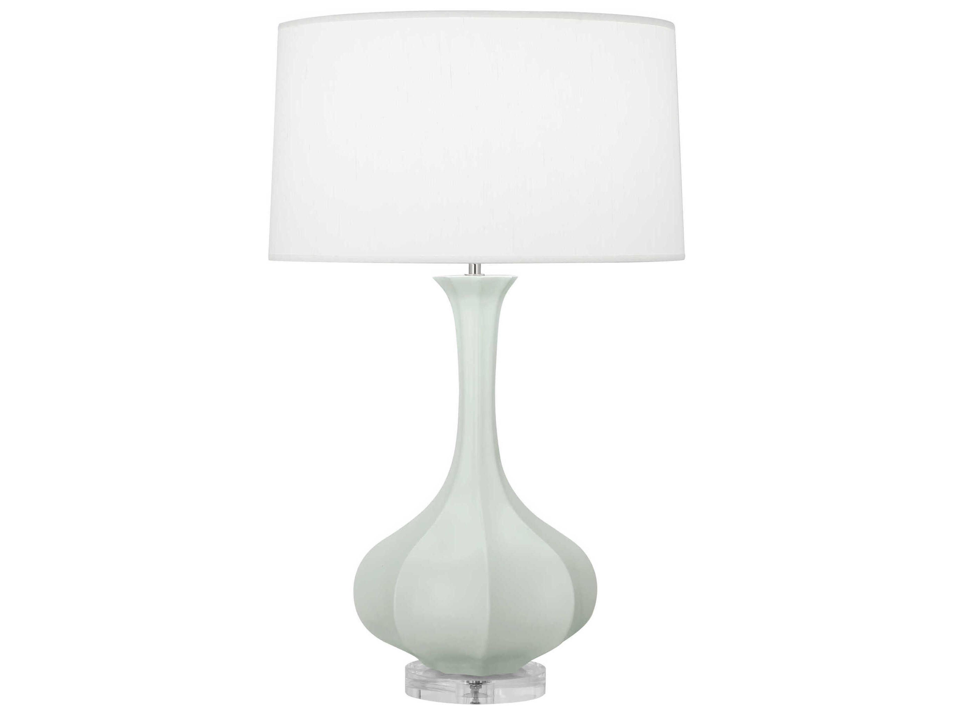 Robert Abbey Pike Matte Celadon Glazed Lucite Green Buffet Lamp