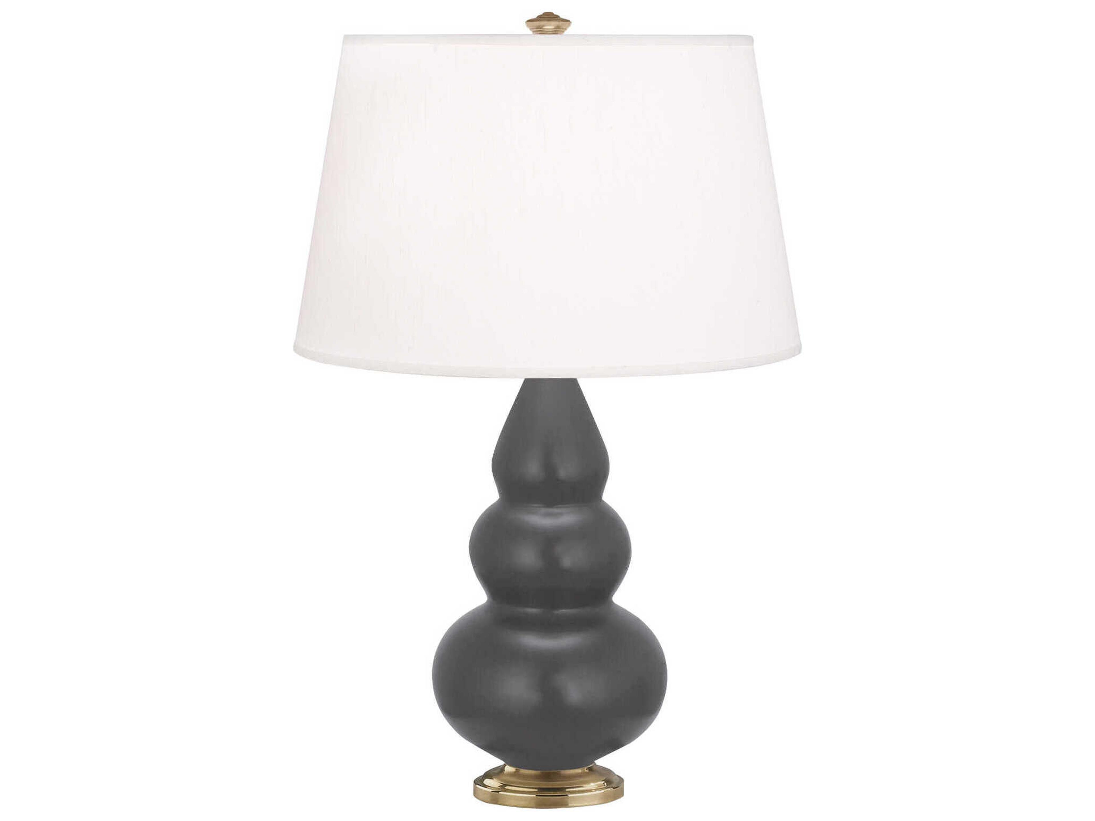 Robert Abbey Small Triple Gourd Matte Ash Glazed Gray Table Lamp