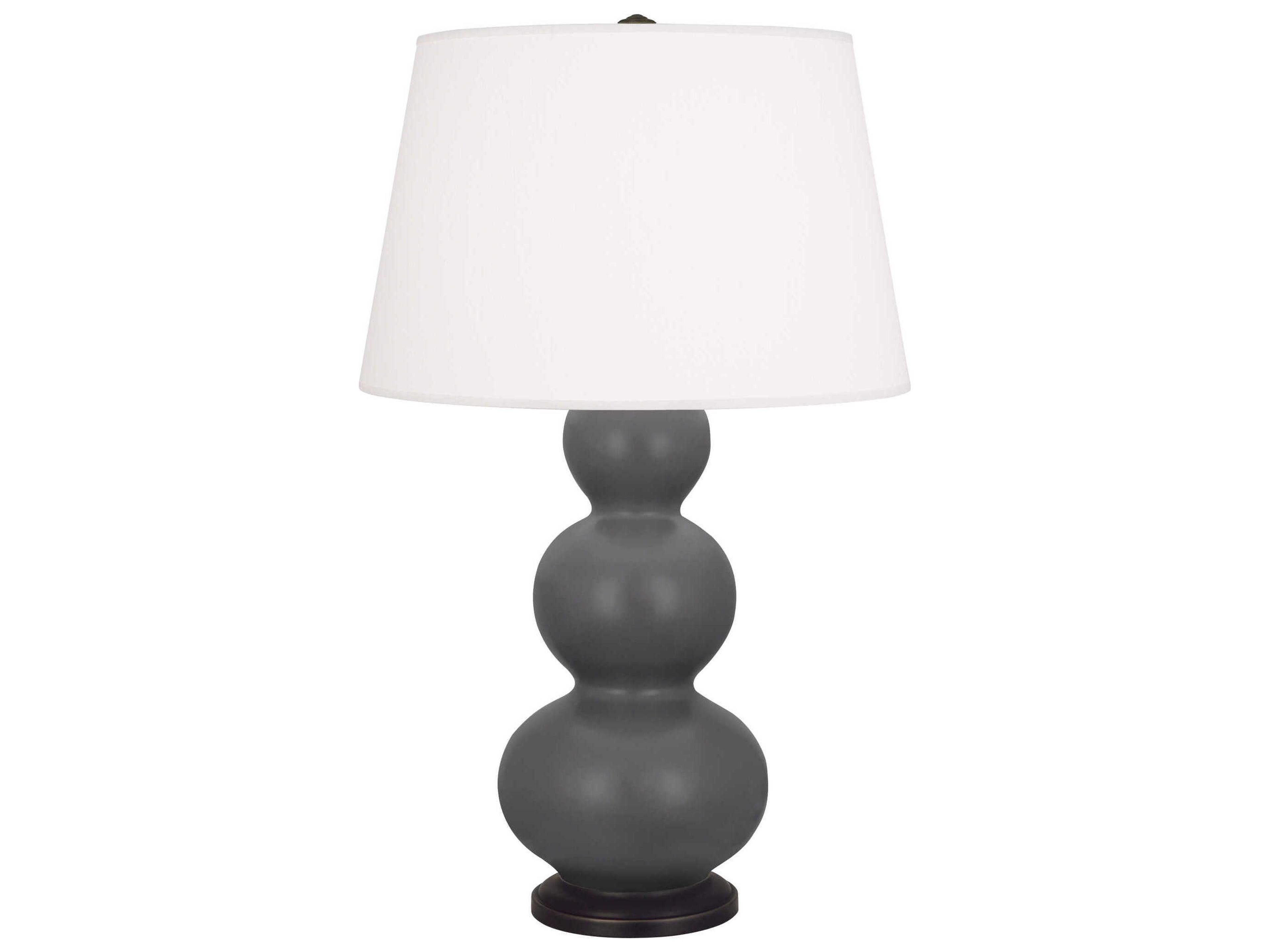 Robert Abbey Triple Gourd Matte Ash Glazed Gray Buffet Lamp