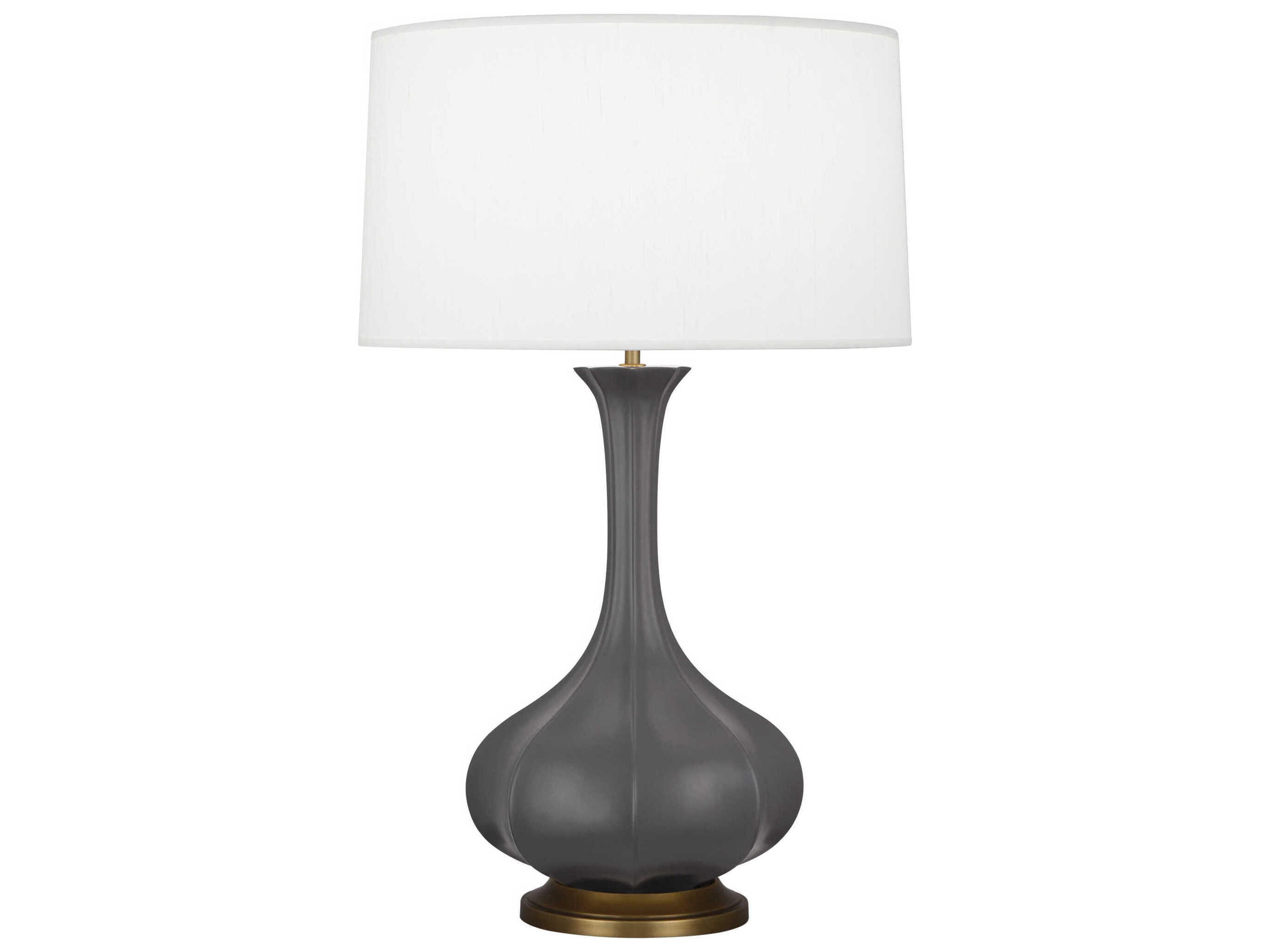 Robert Abbey Pike Matte Ash Glazed Aged Brass Gray Buffet Lamp