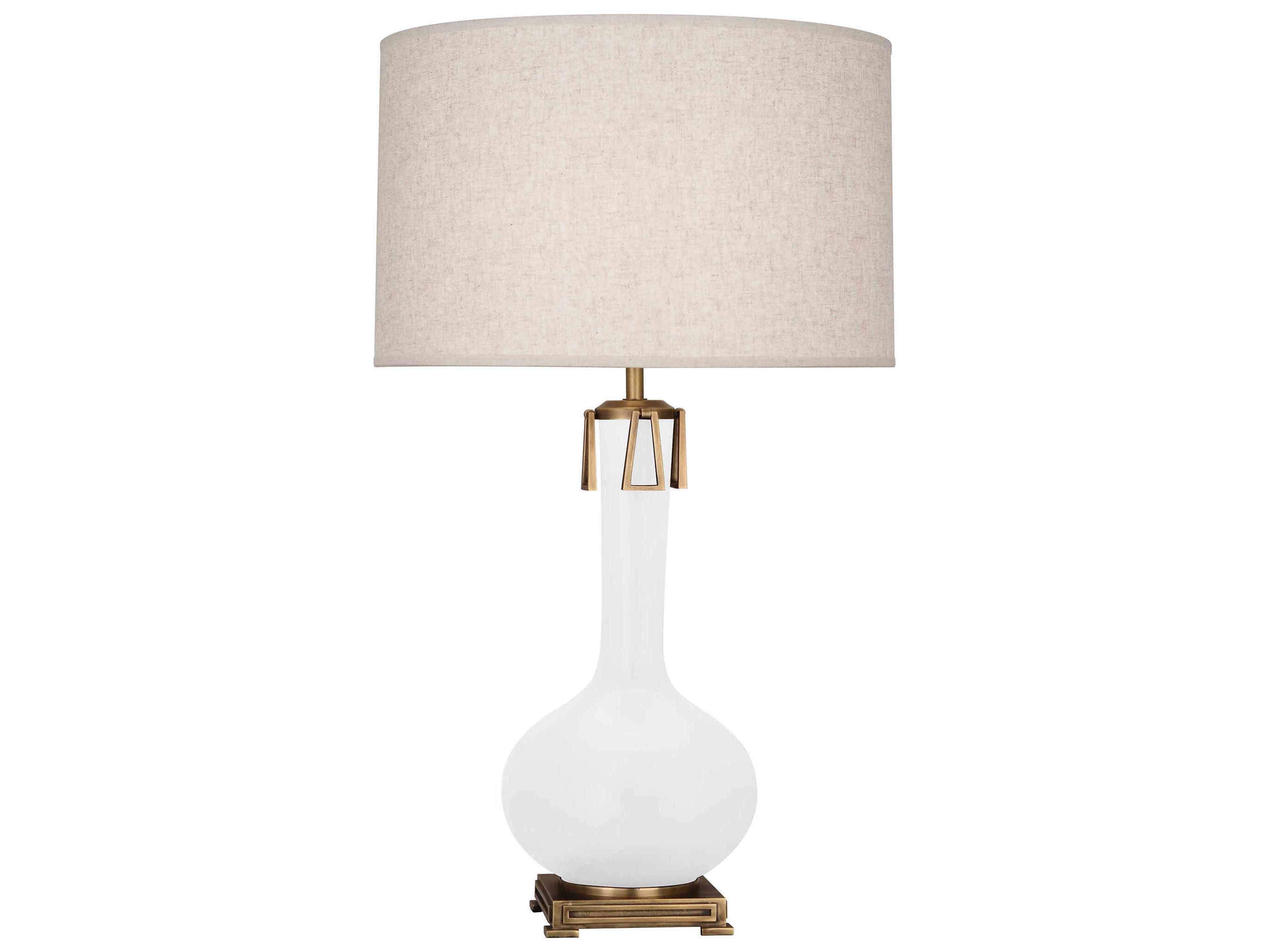 Robert Abbey Athena Matte Daisy Glazed Aged Brass White Buffet Lamp