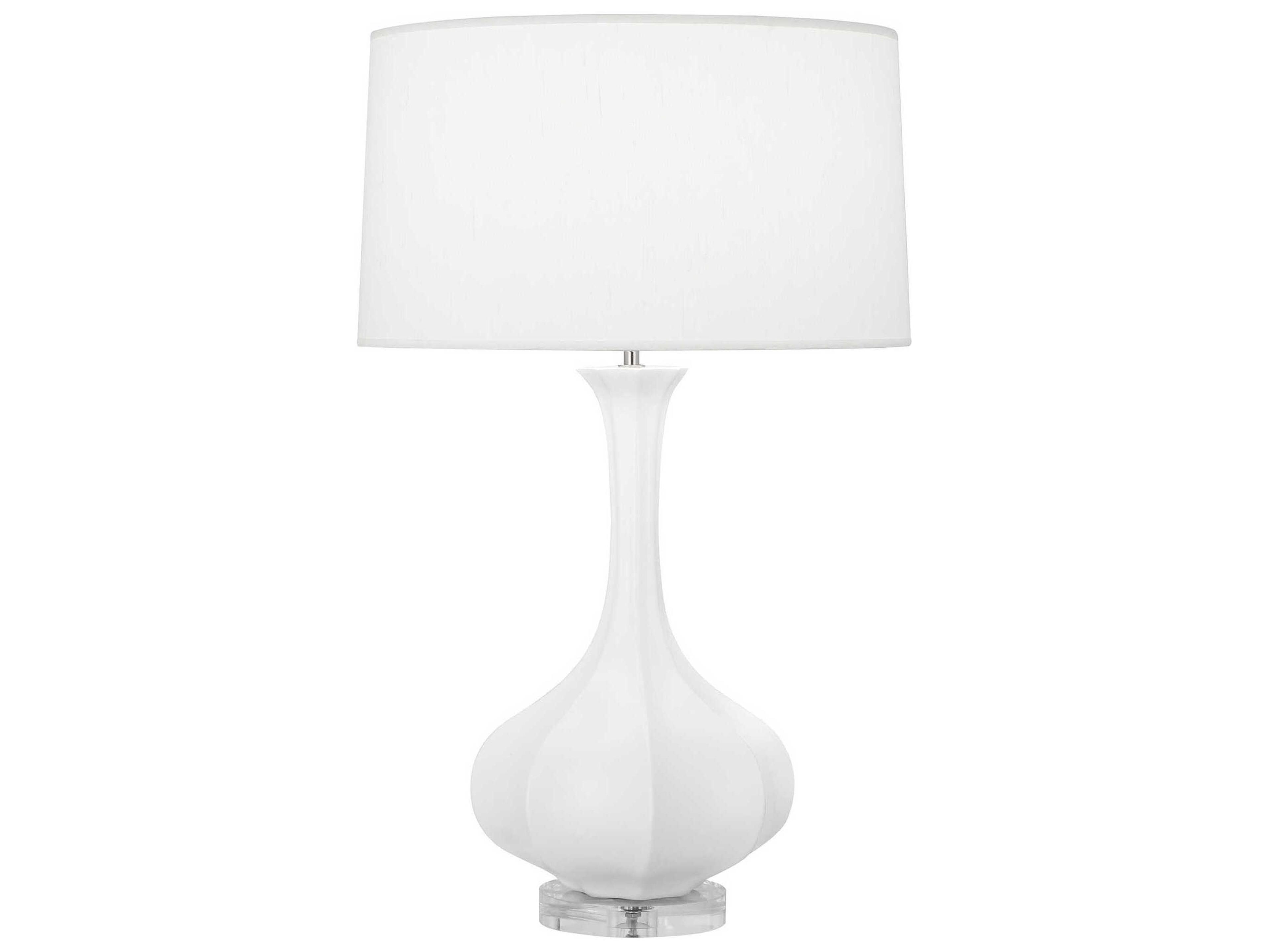 Robert Abbey Pike Matte Daisy Glazed Lucite White Buffet Lamp