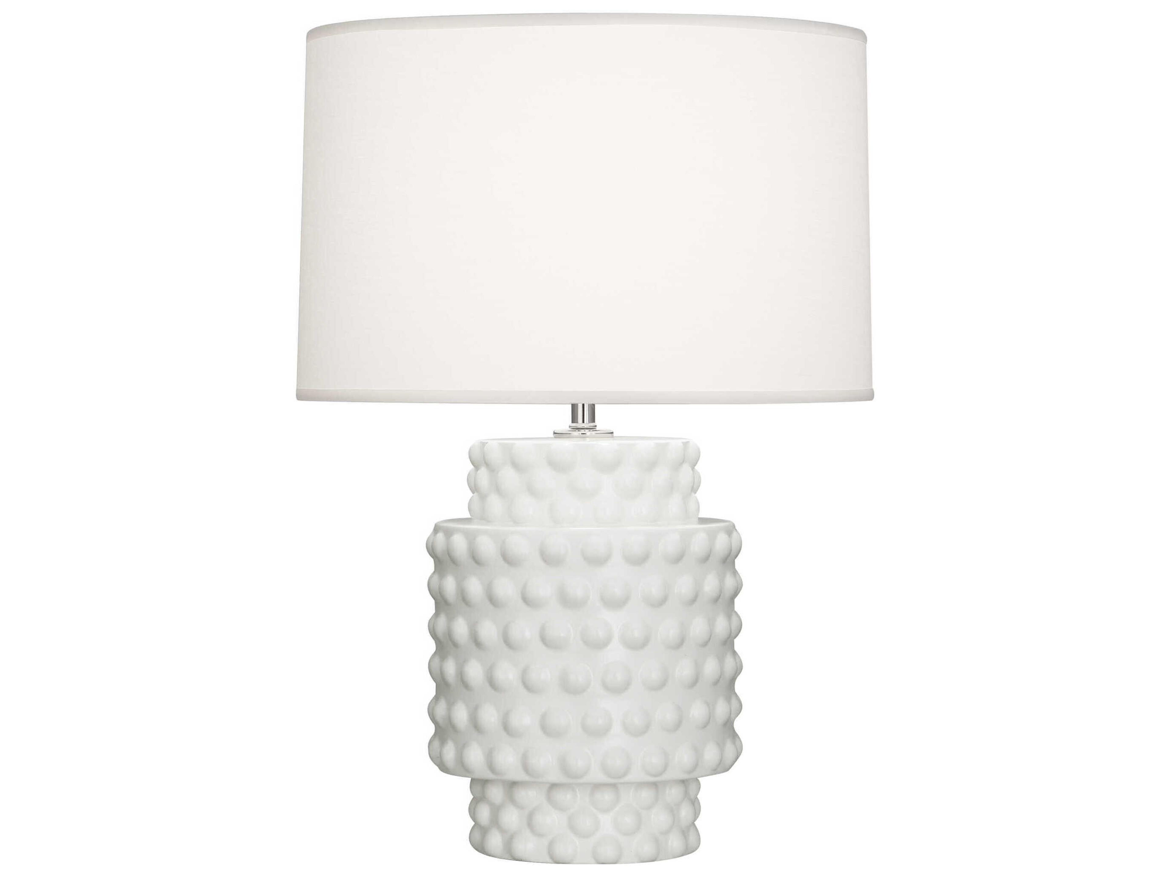 Robert Abbey Dolly Matte Lily Glazed Textured White Table Lamp