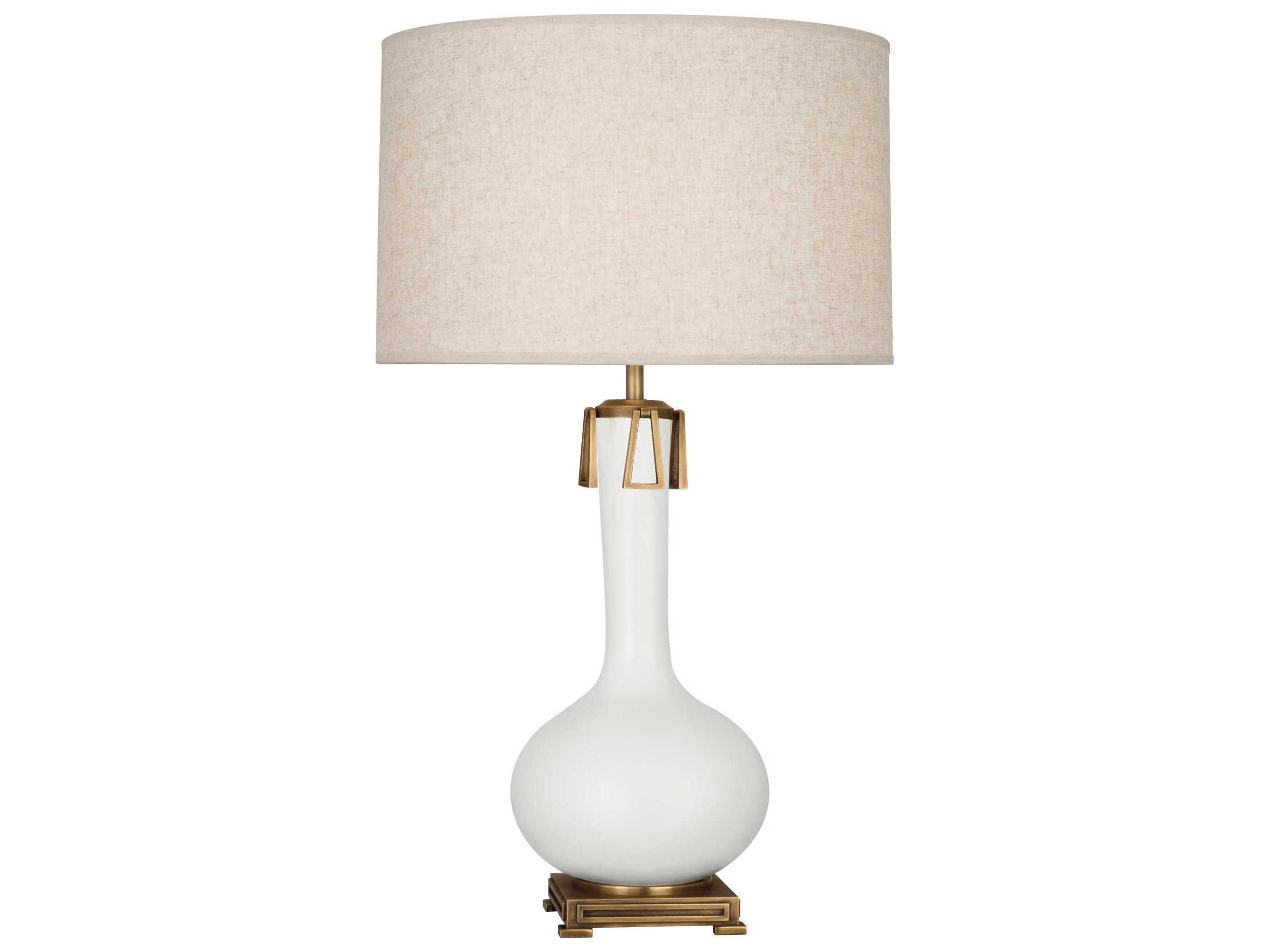 Robert Abbey Athena Matte Lily Glazed Aged Brass White Buffet Lamp