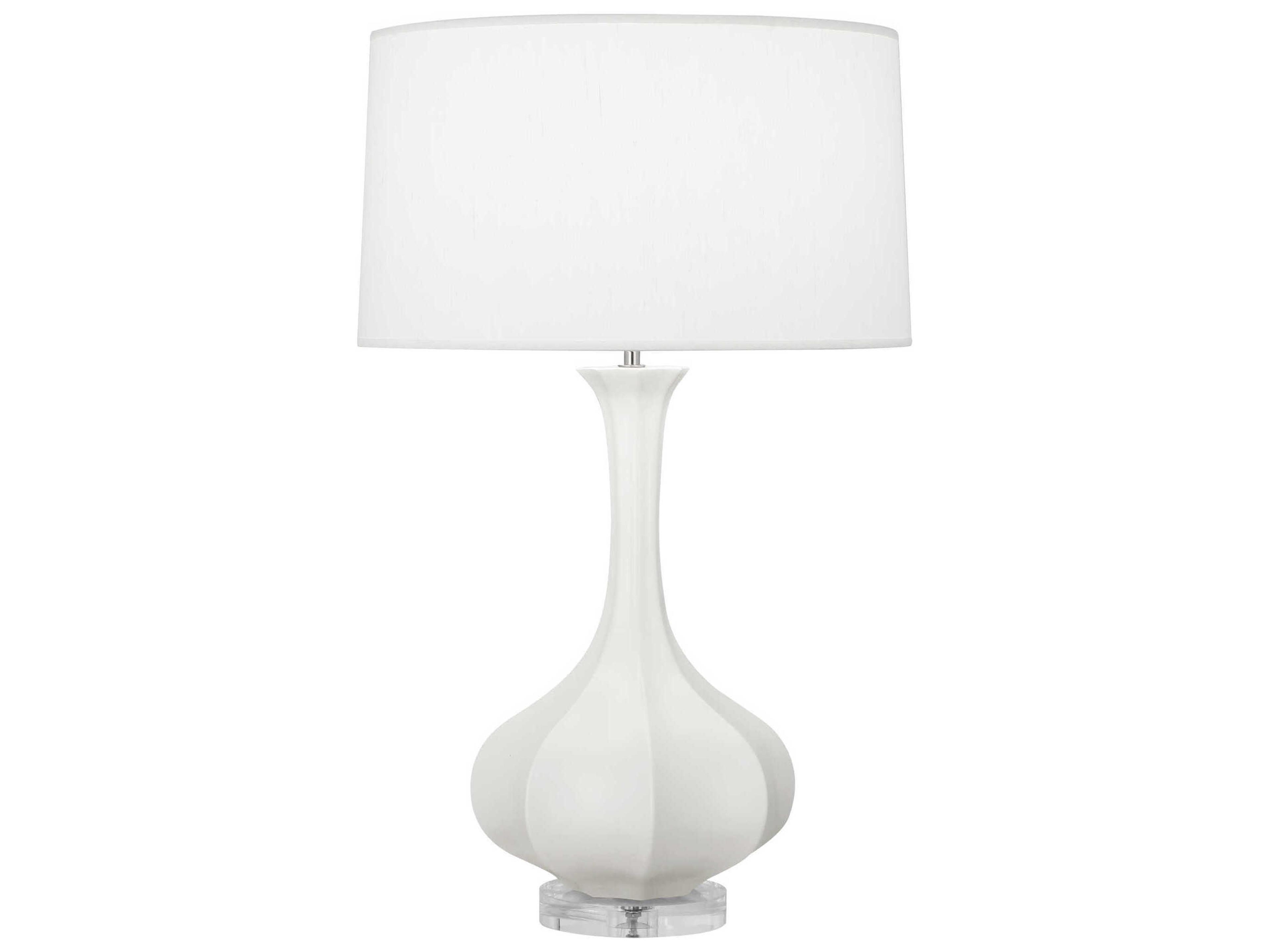Robert Abbey Pike Matte Lily Glazed Lucite White Buffet Lamp