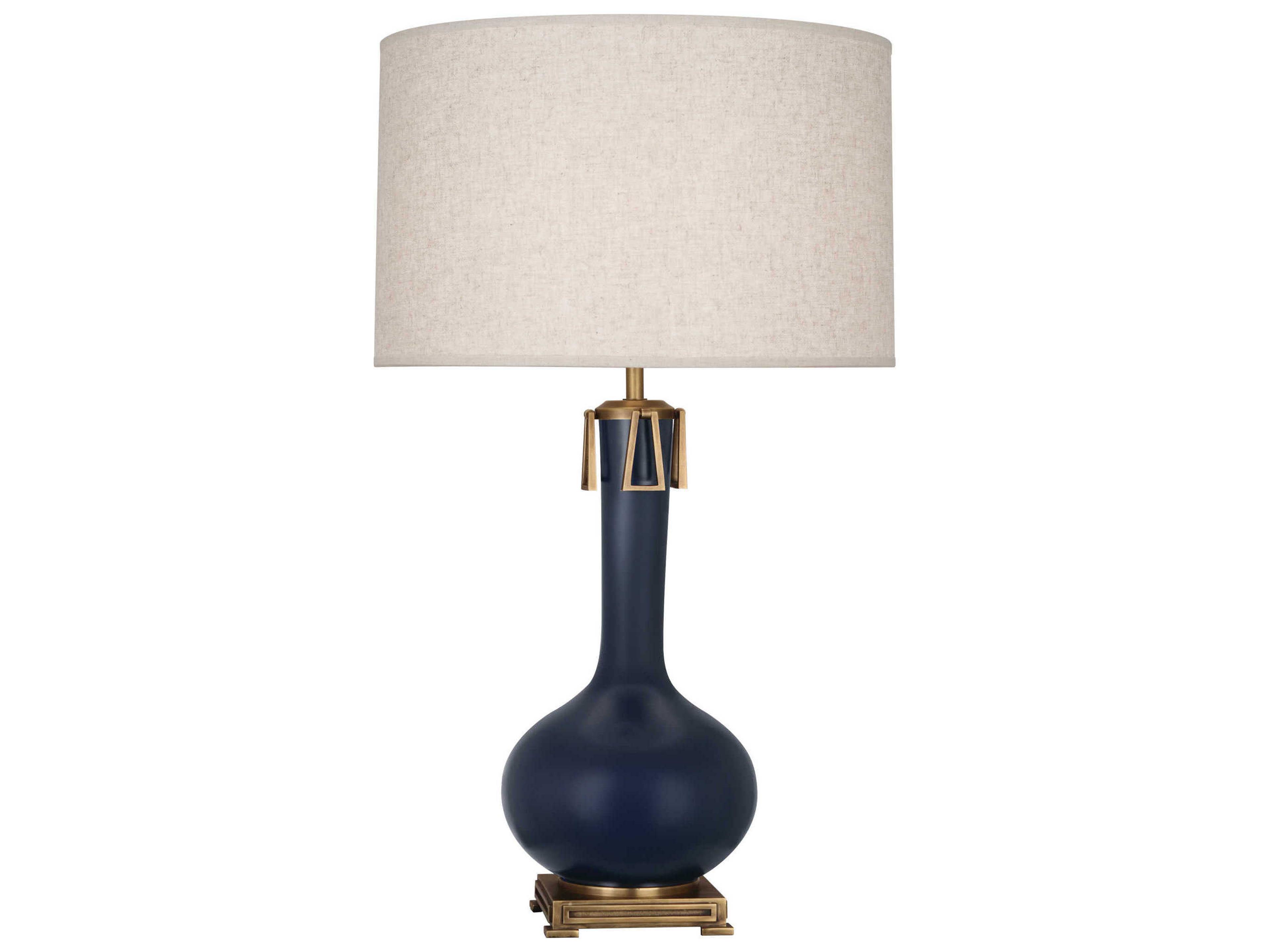 Robert Abbey Athena Matte Midnight Blue Glazed Aged Brass Buffet Lamp
