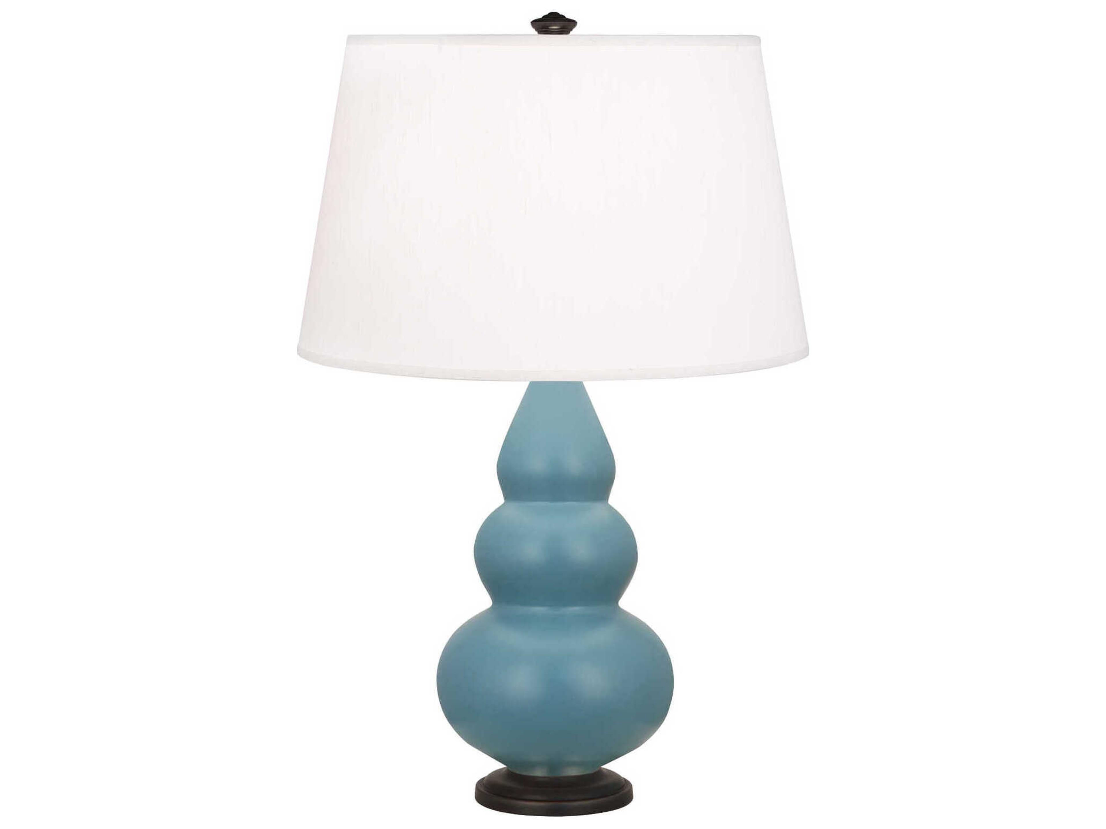 Robert Abbey Small Triple Gourd Matte Steel Blue Glazed Table Lamp