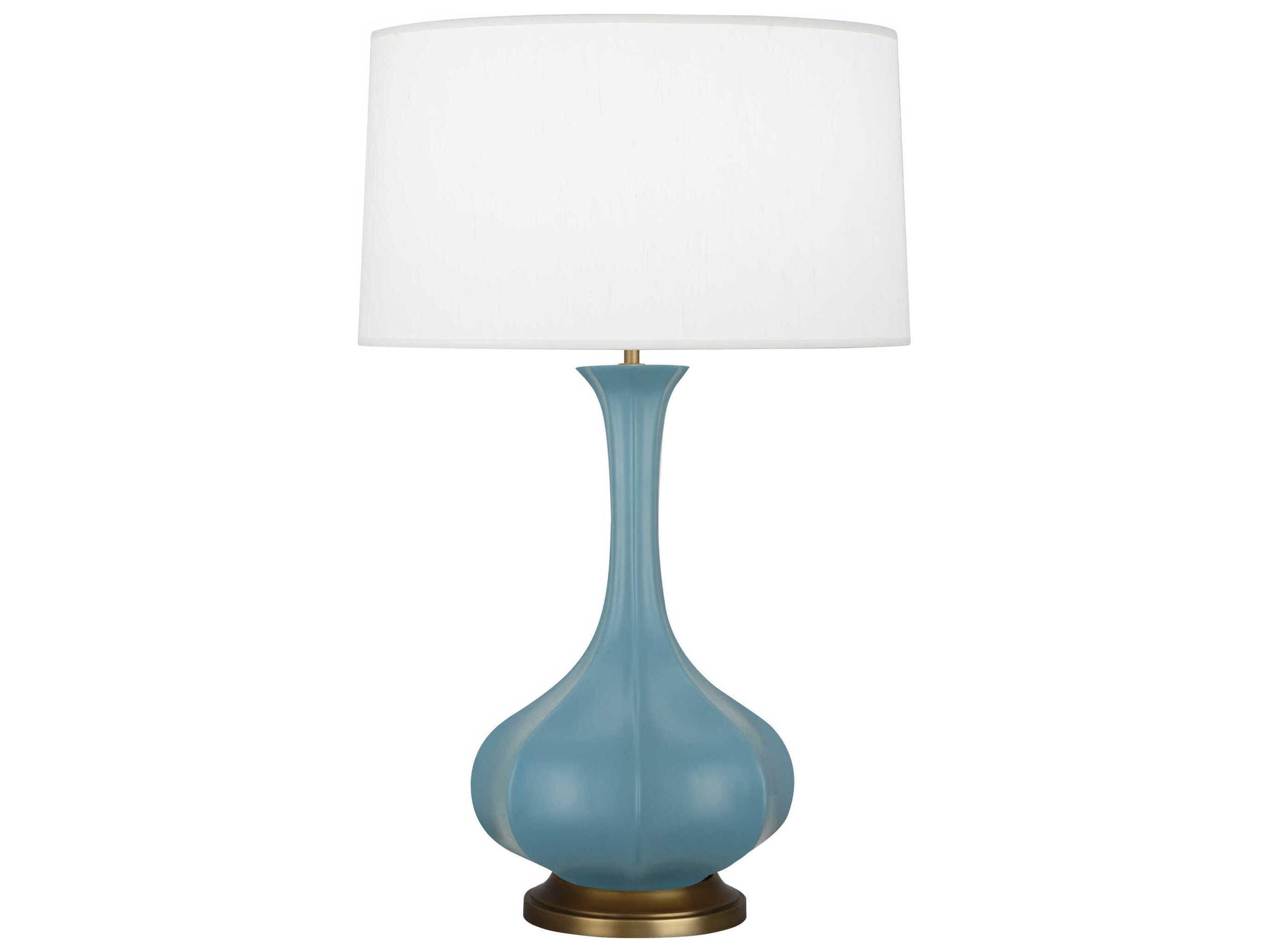 Robert Abbey Pike Matte Steel Blue Glazed Aged Brass Buffet Lamp