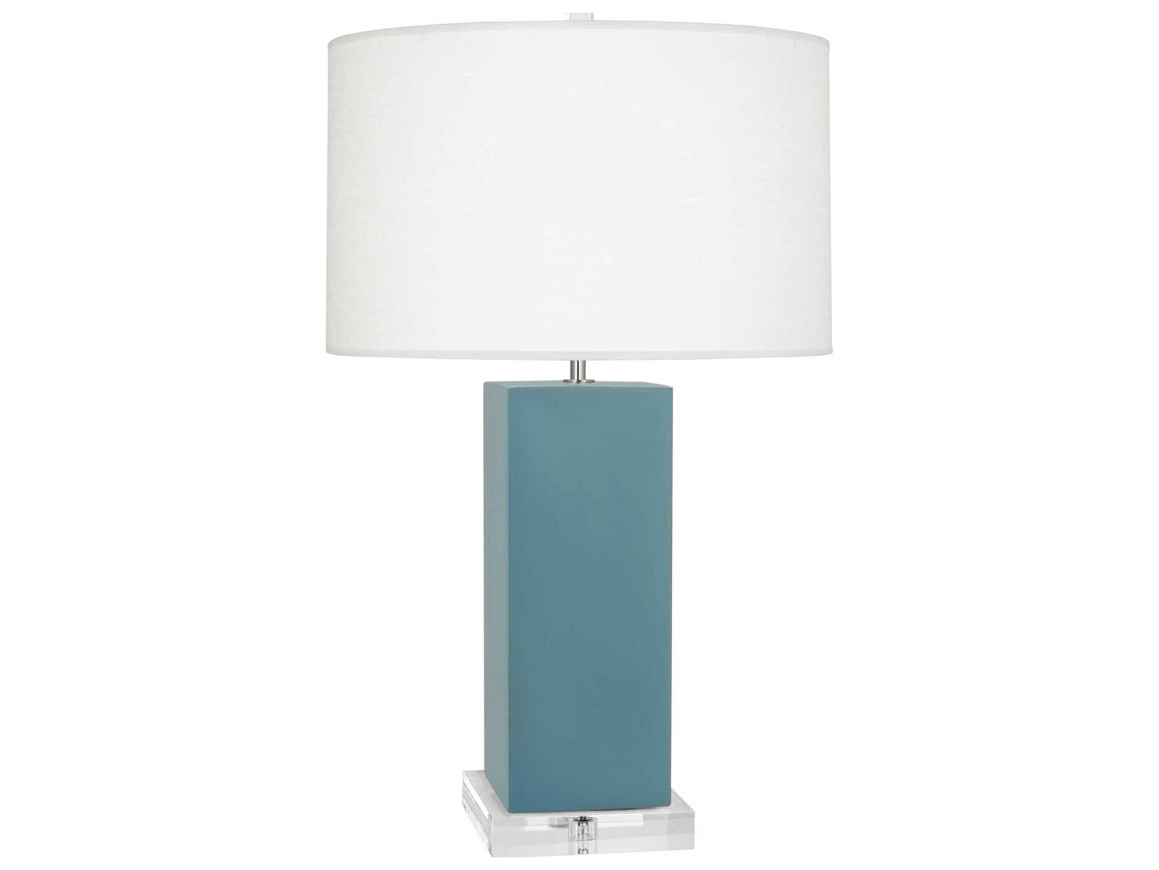 Robert Abbey Harvey Matte Steel Blue Glazed Buffet Lamp