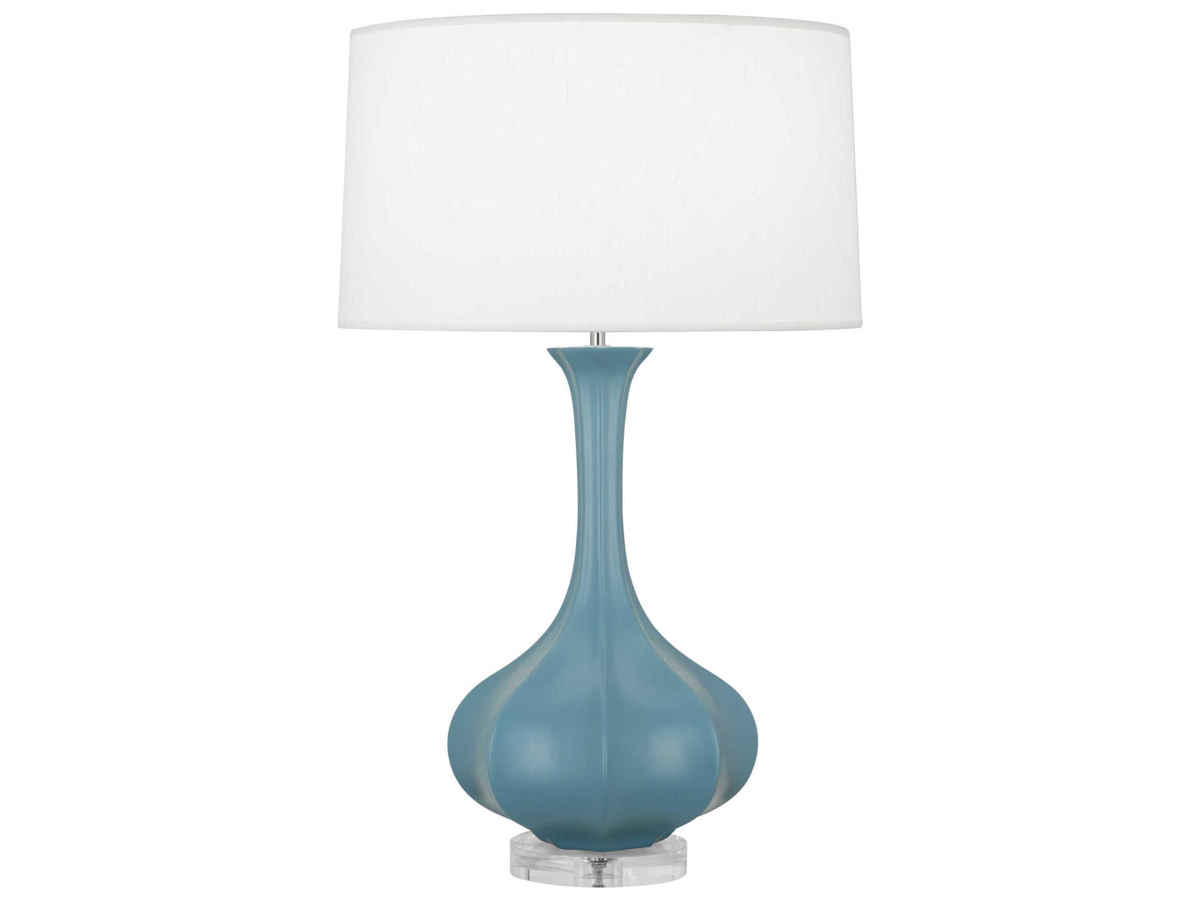 Robert Abbey Pike Matte Steel Blue Glazed Lucite Buffet Lamp
