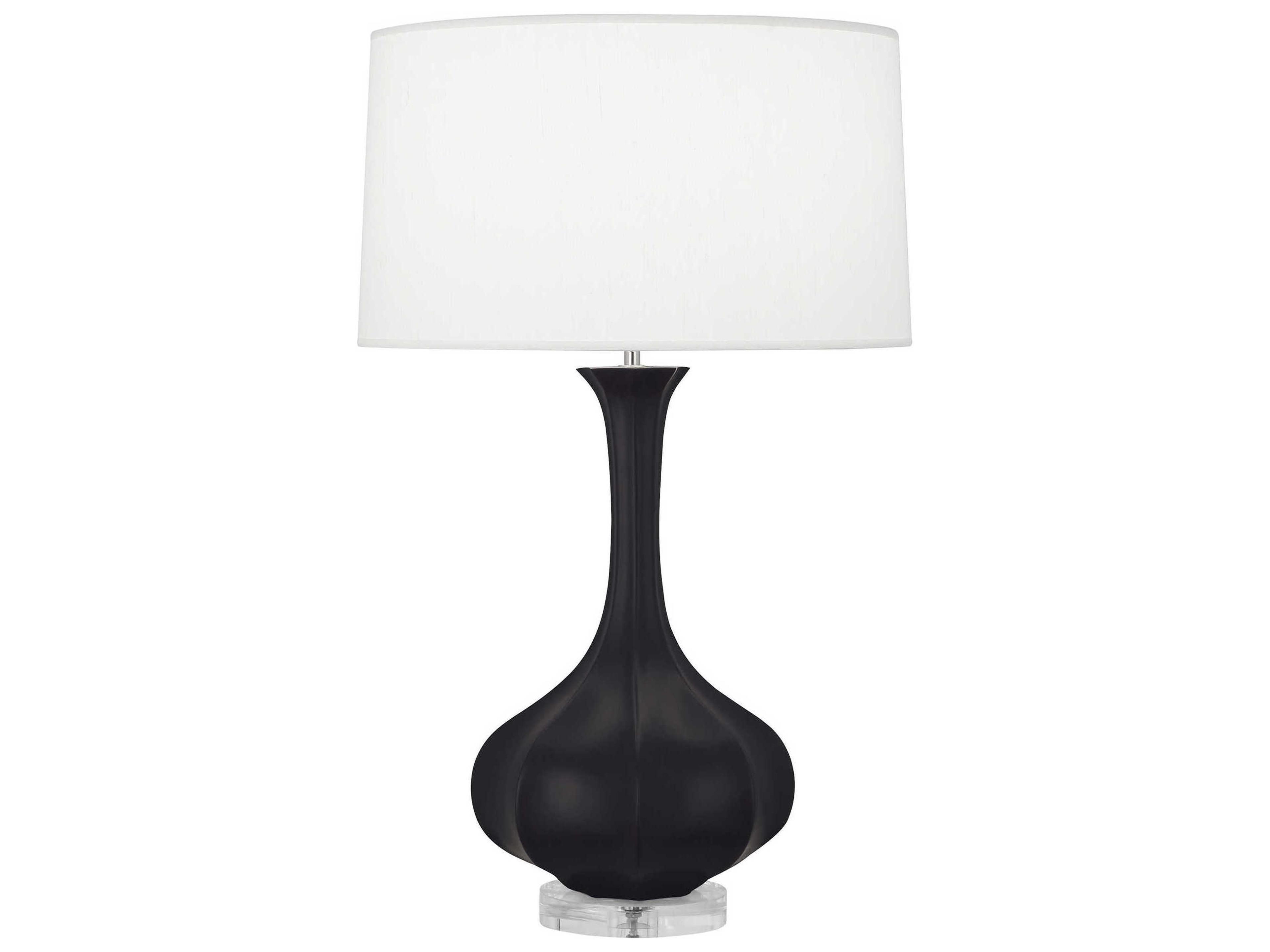 Robert Abbey Pike Matte Obsidian Glazed Lucite Black Buffet Lamp