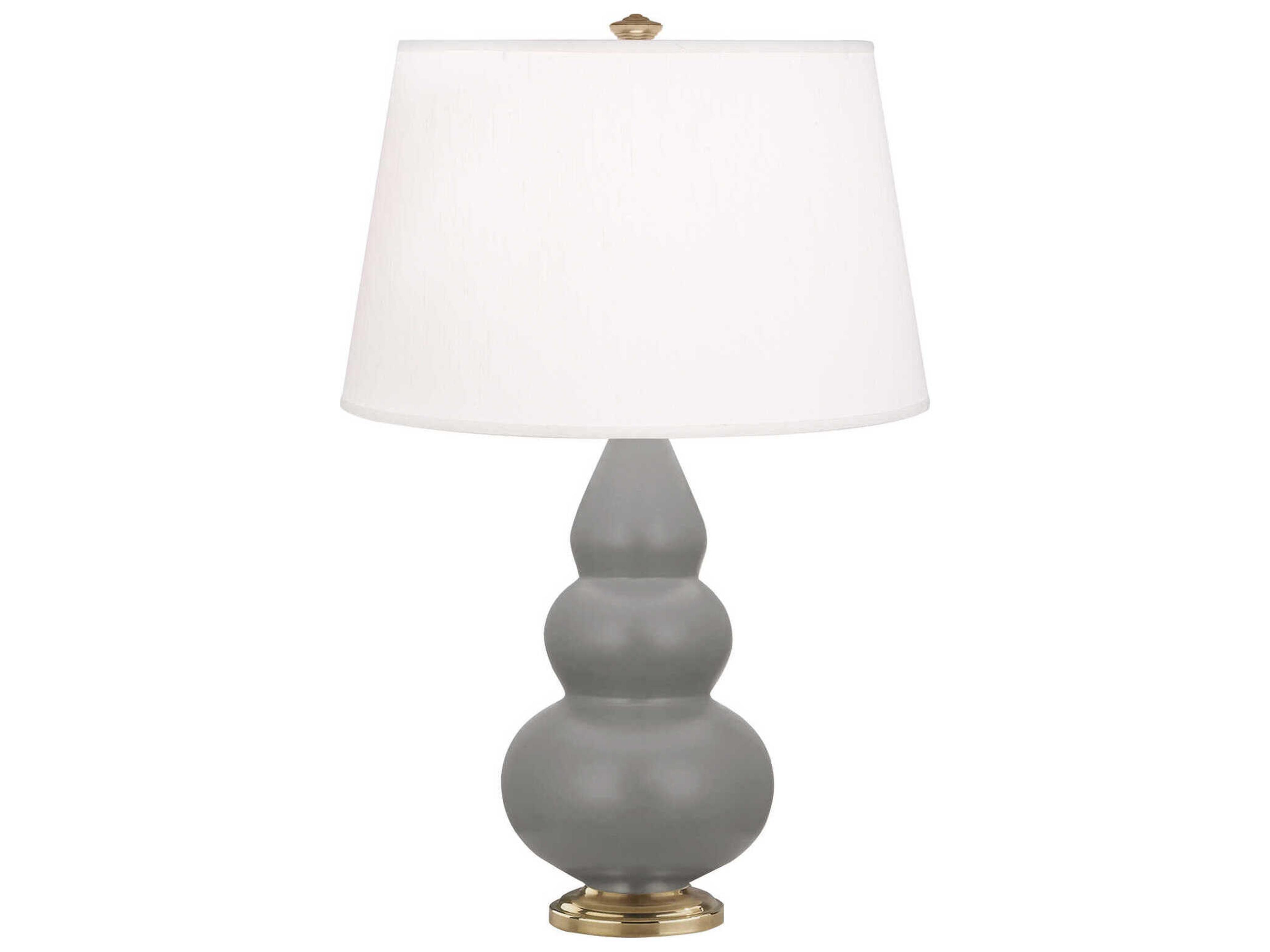 Robert Abbey Small Triple Gourd Matte Smoky Taupe Glazed Gray Table Lamp