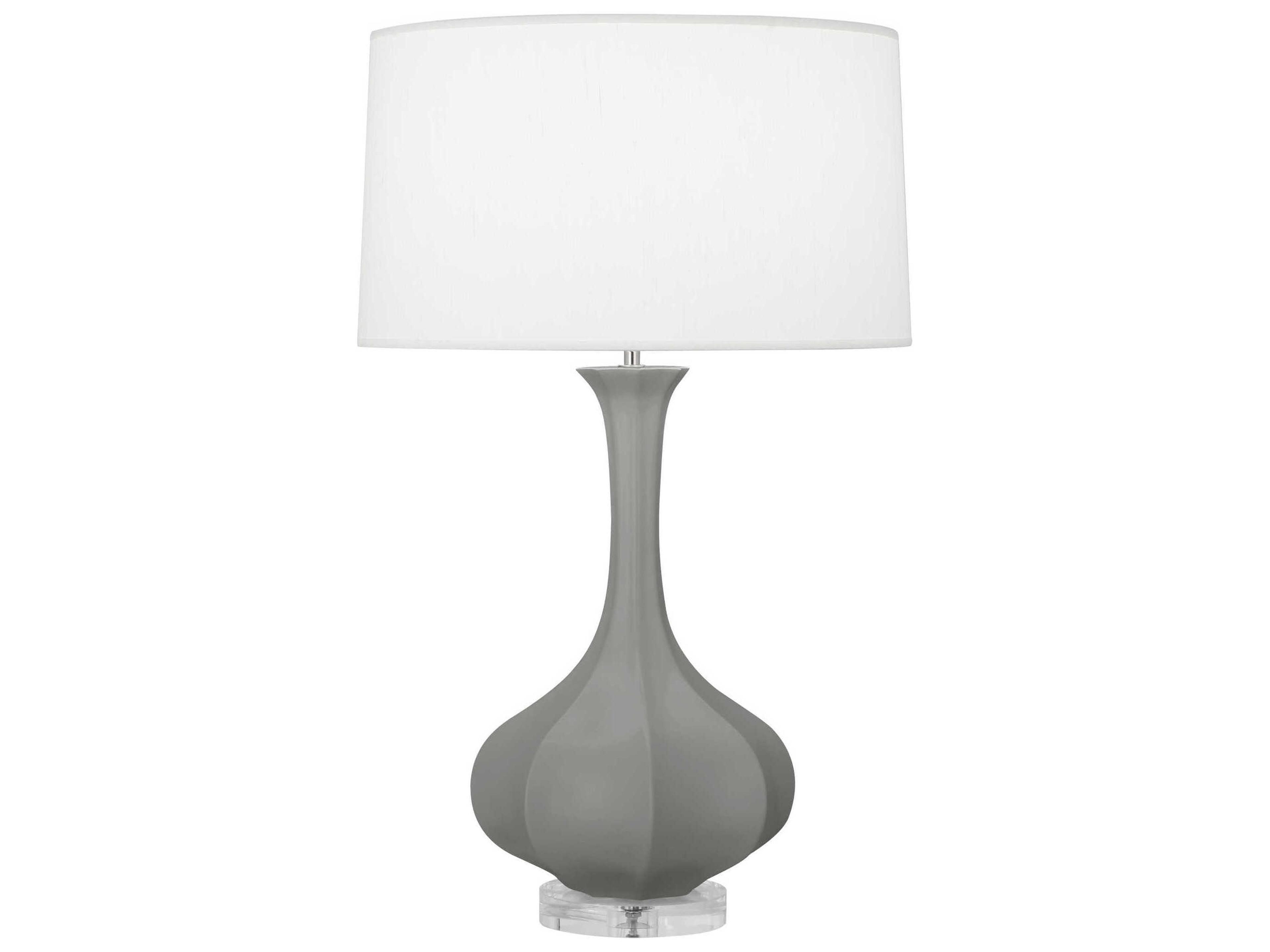Robert Abbey Pike Matte Smoky Taupe Glazed Lucite Gray Buffet Lamp
