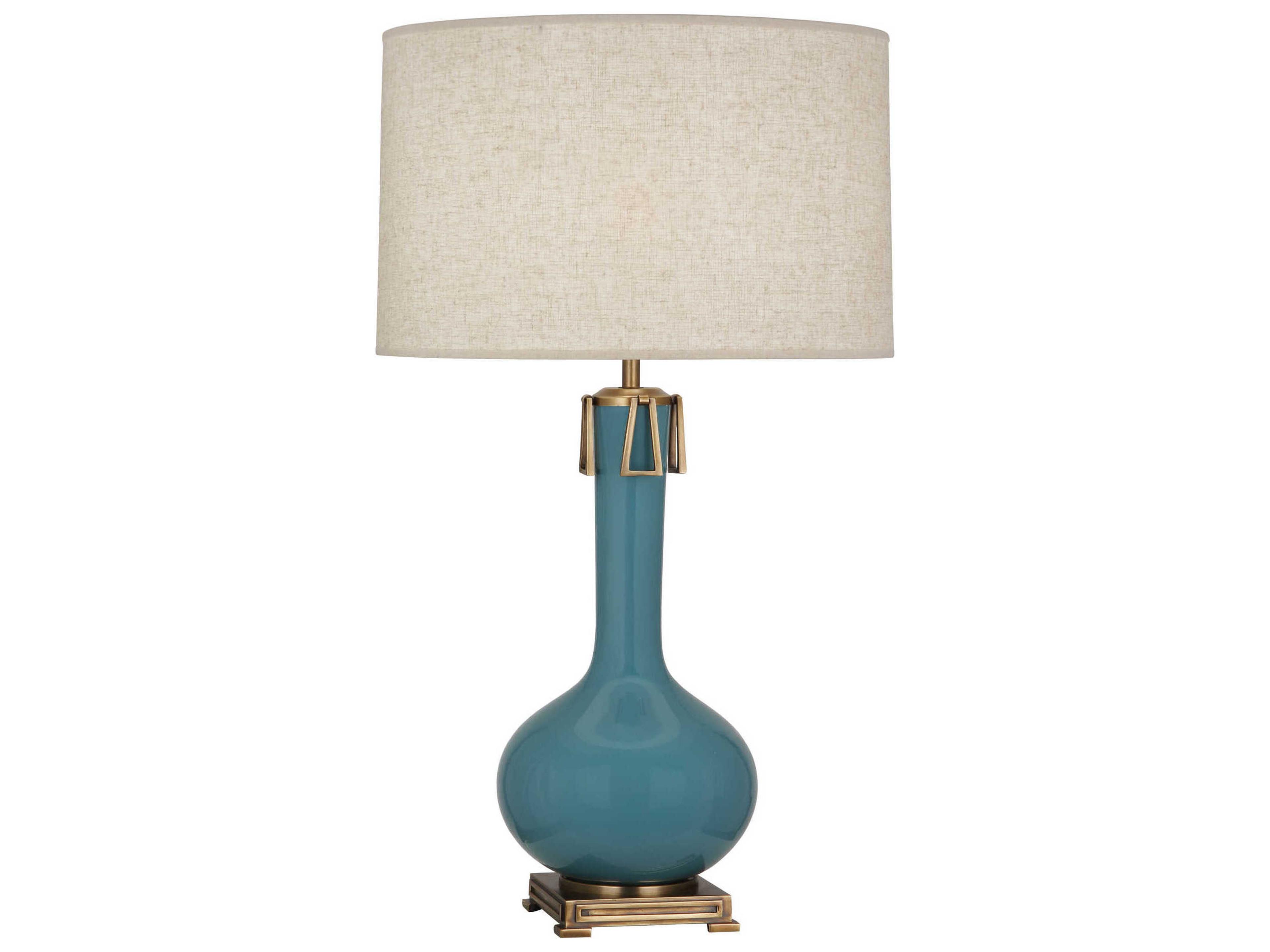 Robert Abbey Athena Steel Blue Glazed Aged Brass Buffet Lamp