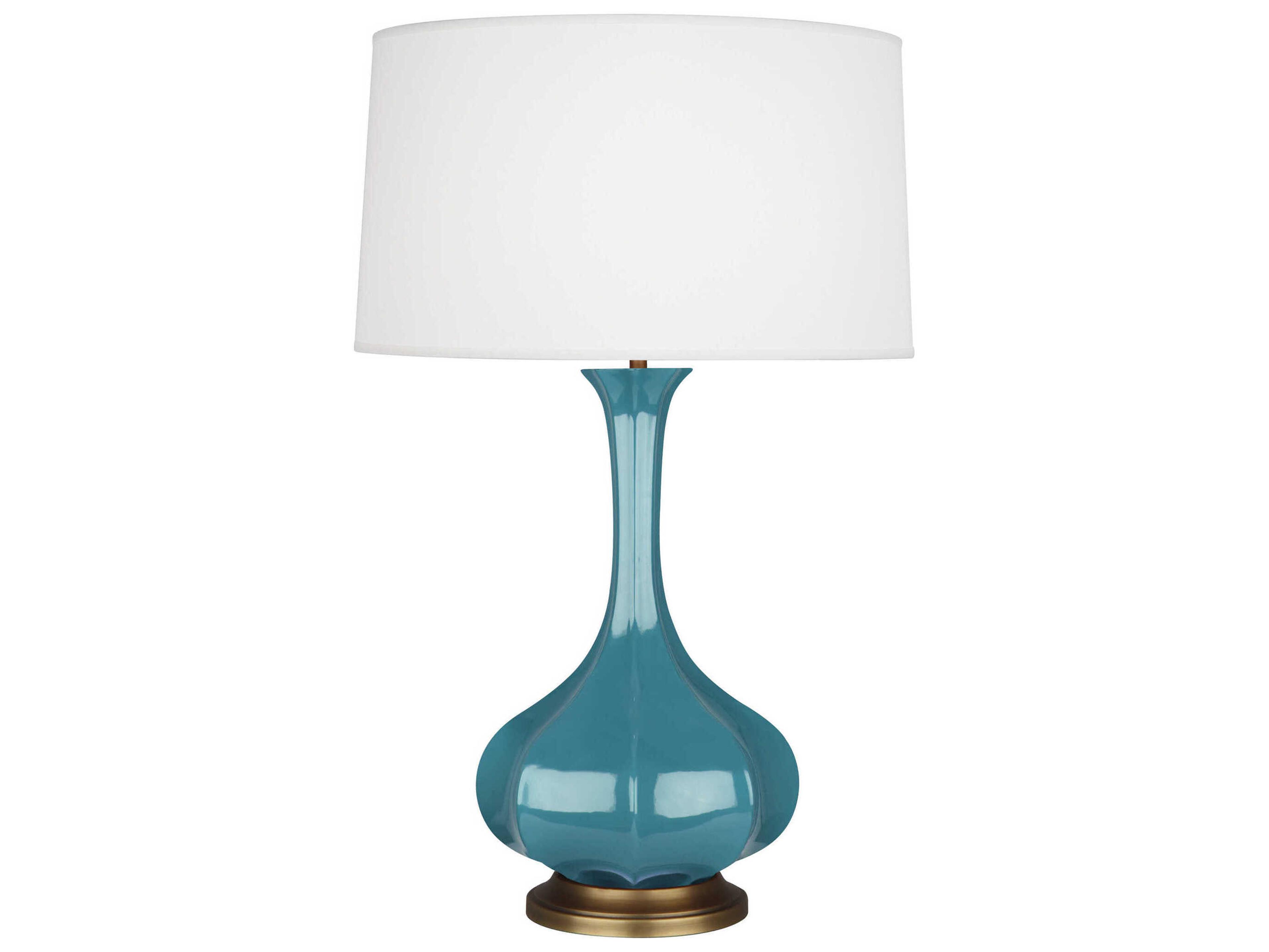 Robert Abbey Pike Steel Blue Glazed Aged Brass Buffet Lamp