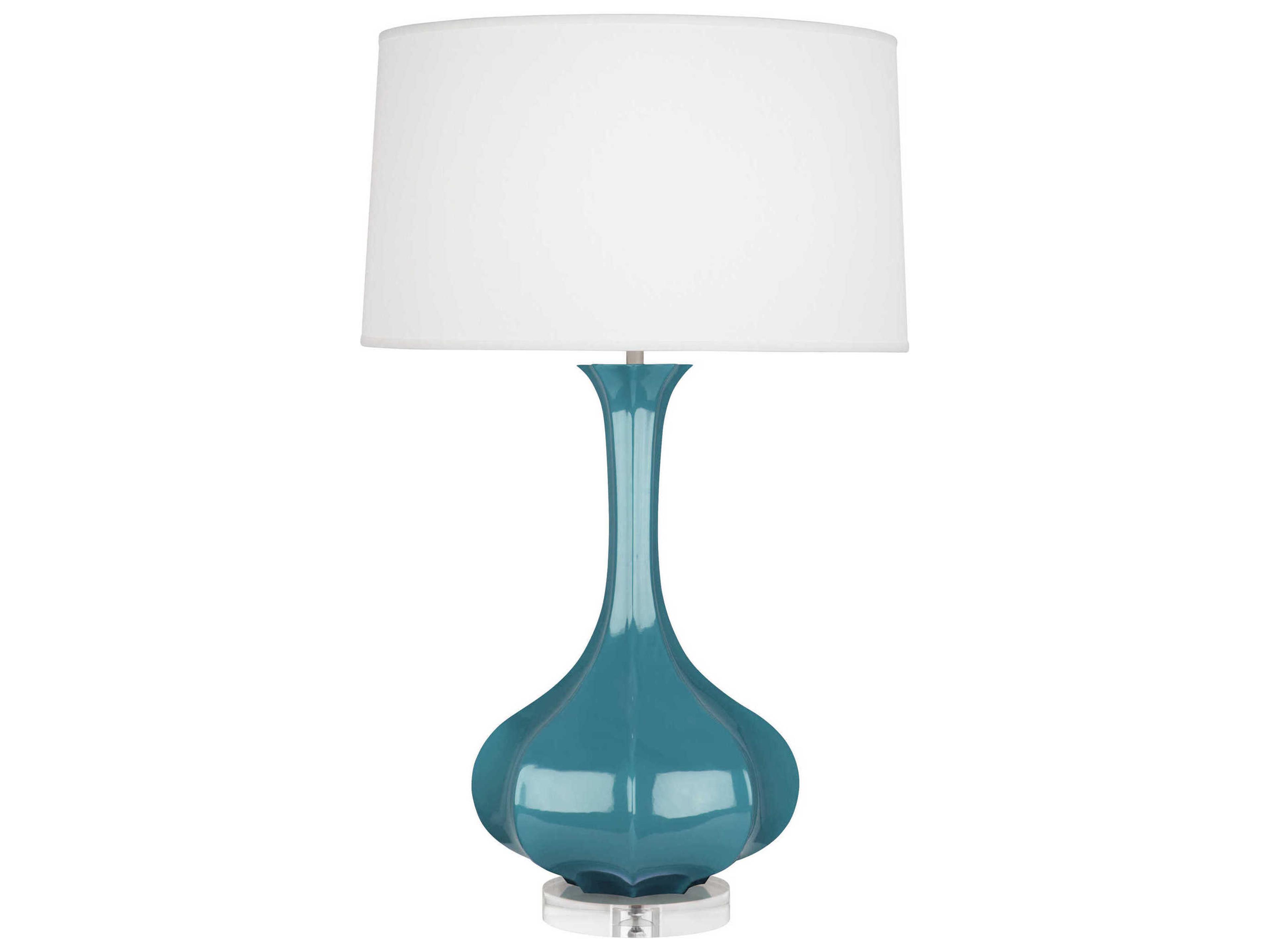 Robert Abbey Pike Steel Blue Glazed Lucite Buffet Lamp