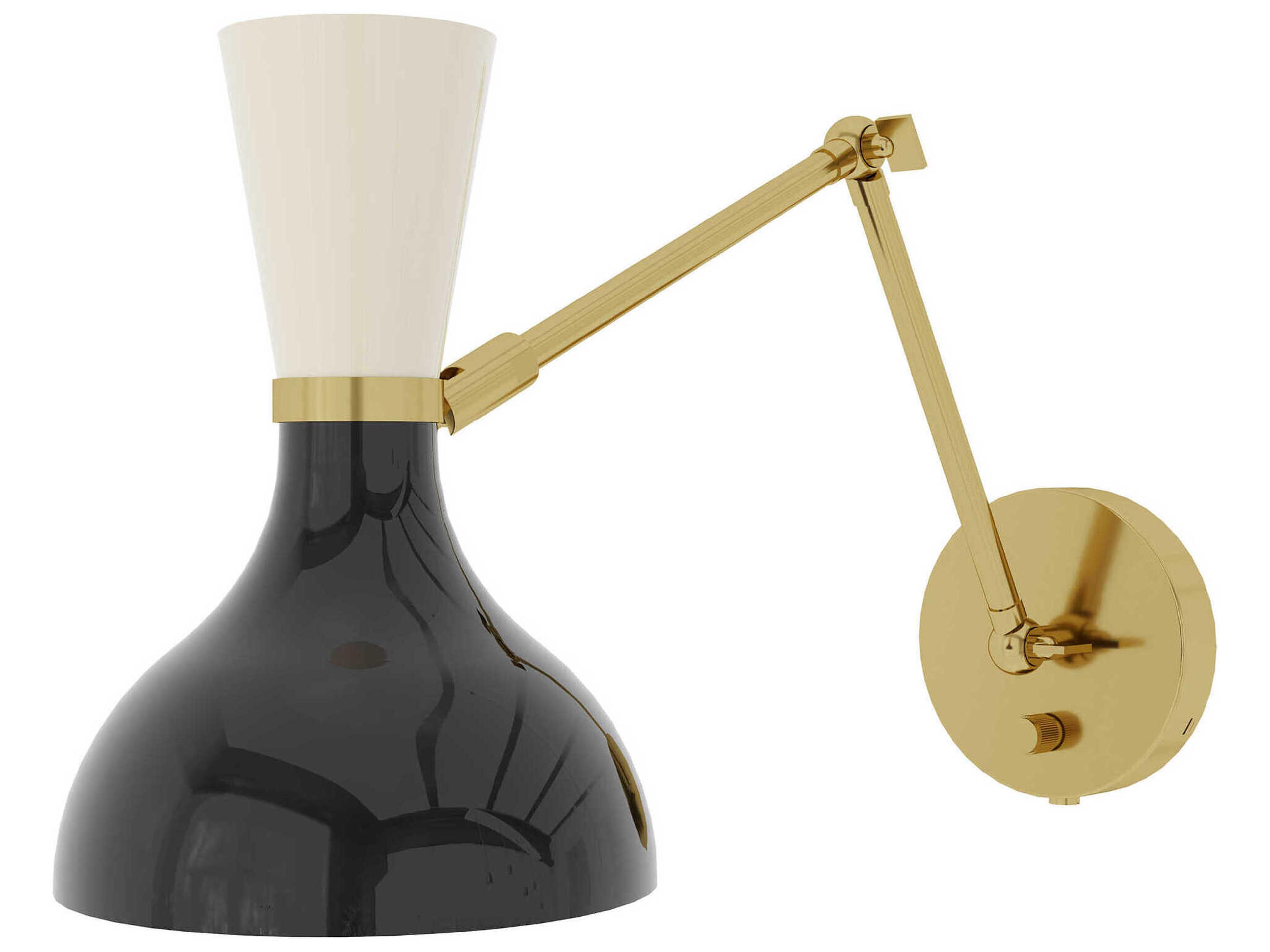 Robert Abbey Clare 1-Light Obsidian Bone Black Swing Wall Sconce