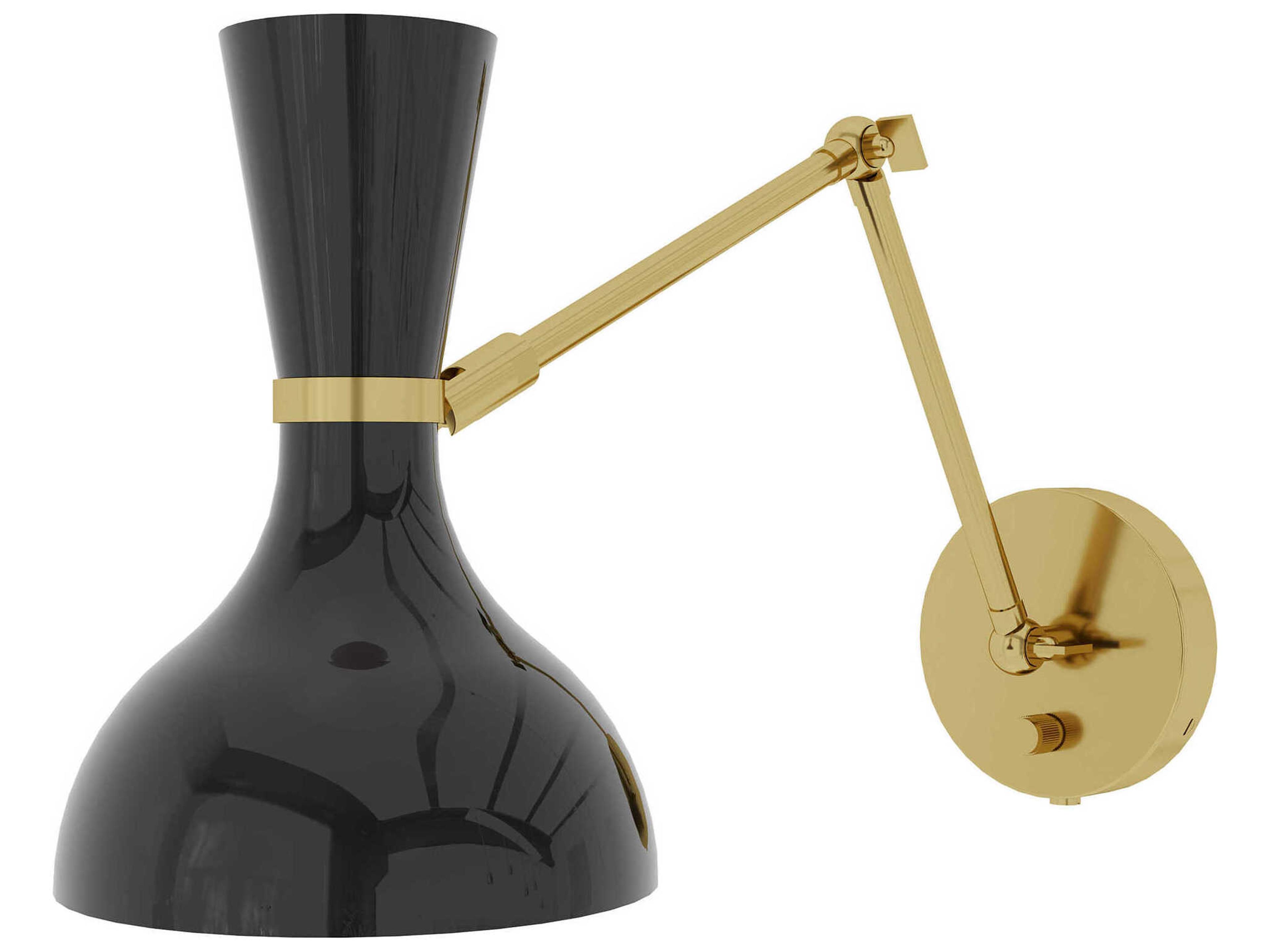 Robert Abbey Clare 1-Light Obsidian Black Swing Wall Sconce