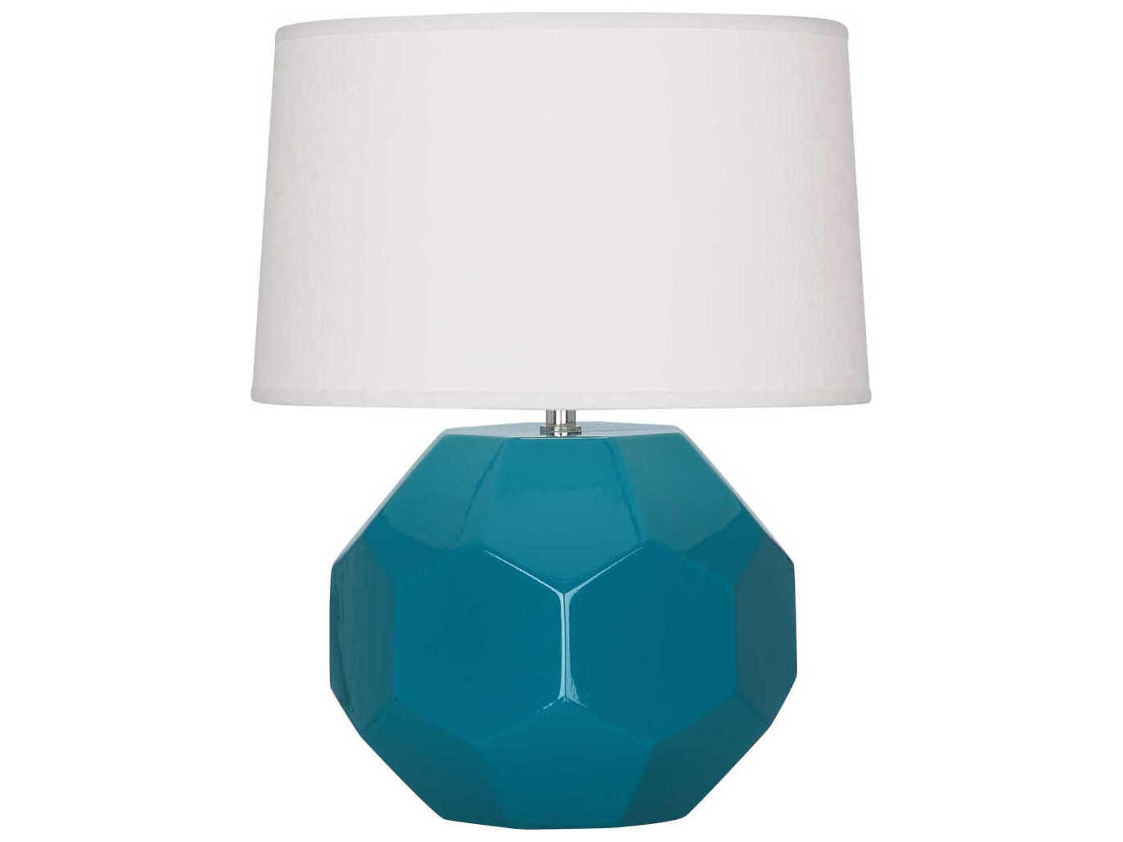 Robert Abbey Franklin Peacock Glazed Blue Table Lamp