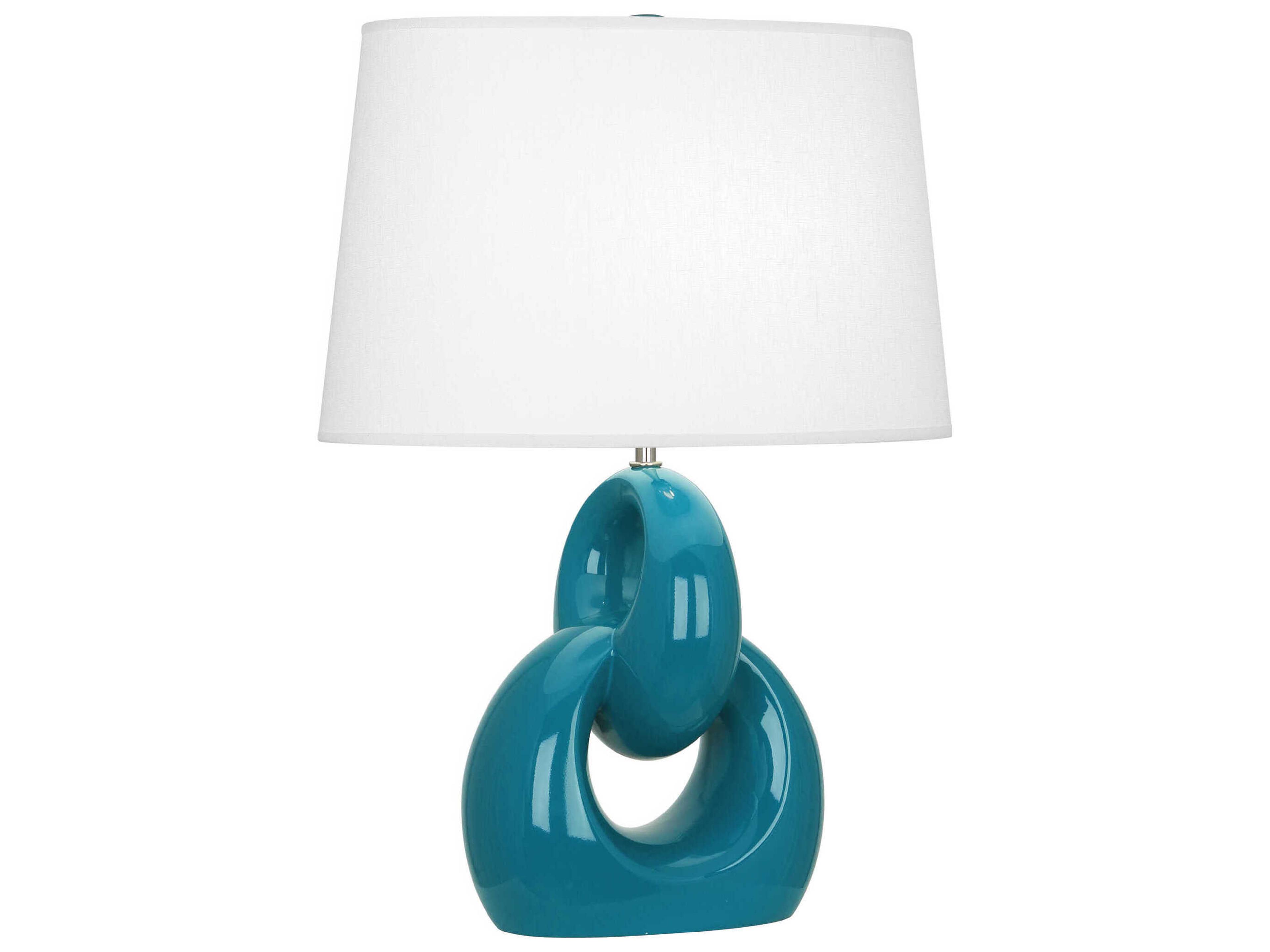 Robert Abbey Fusion Peacock Glazed Polished Nickel Blue Buffet Lamp