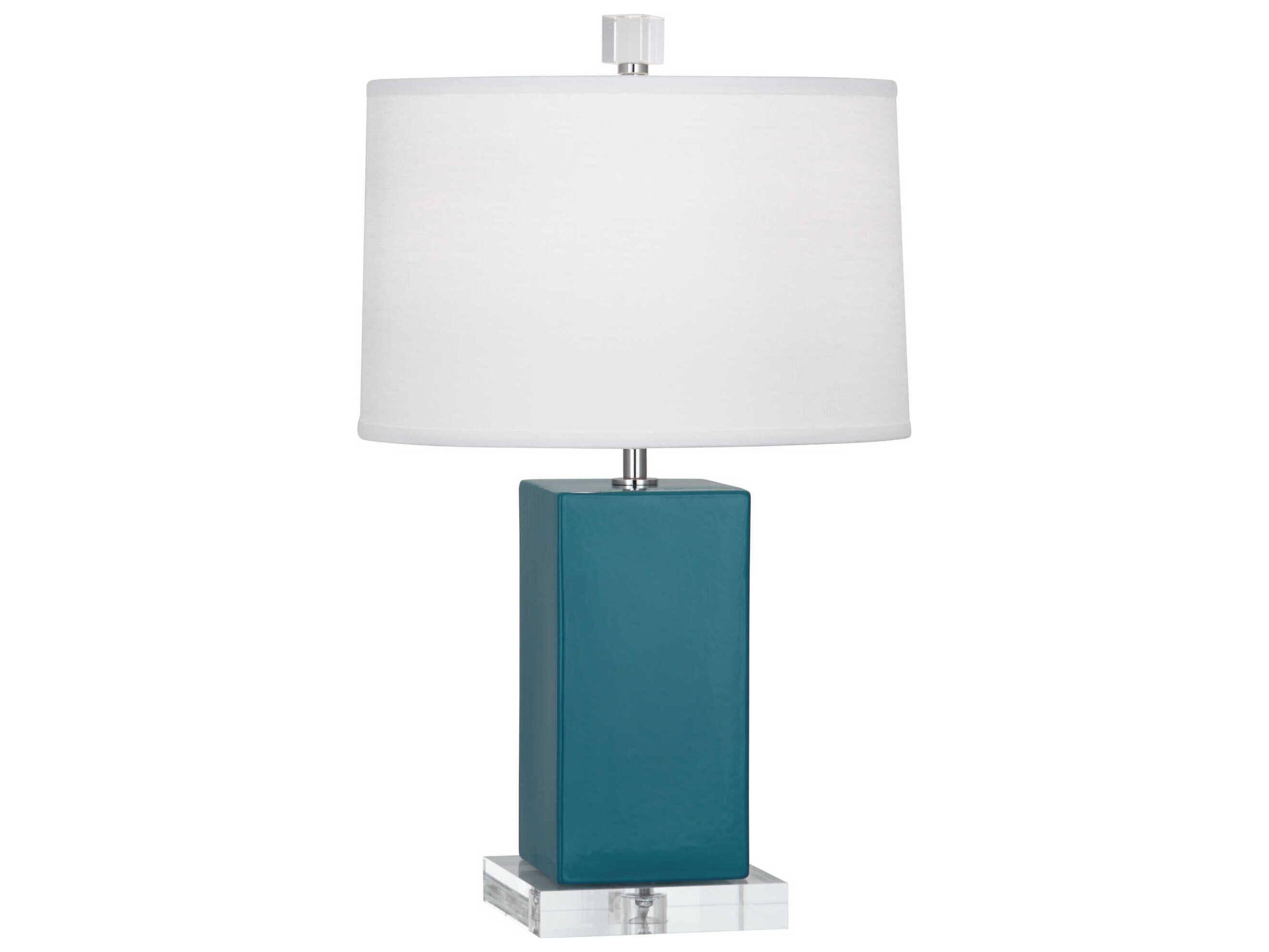 Robert Abbey Harvey Peacock Glazed Blue Table Lamp