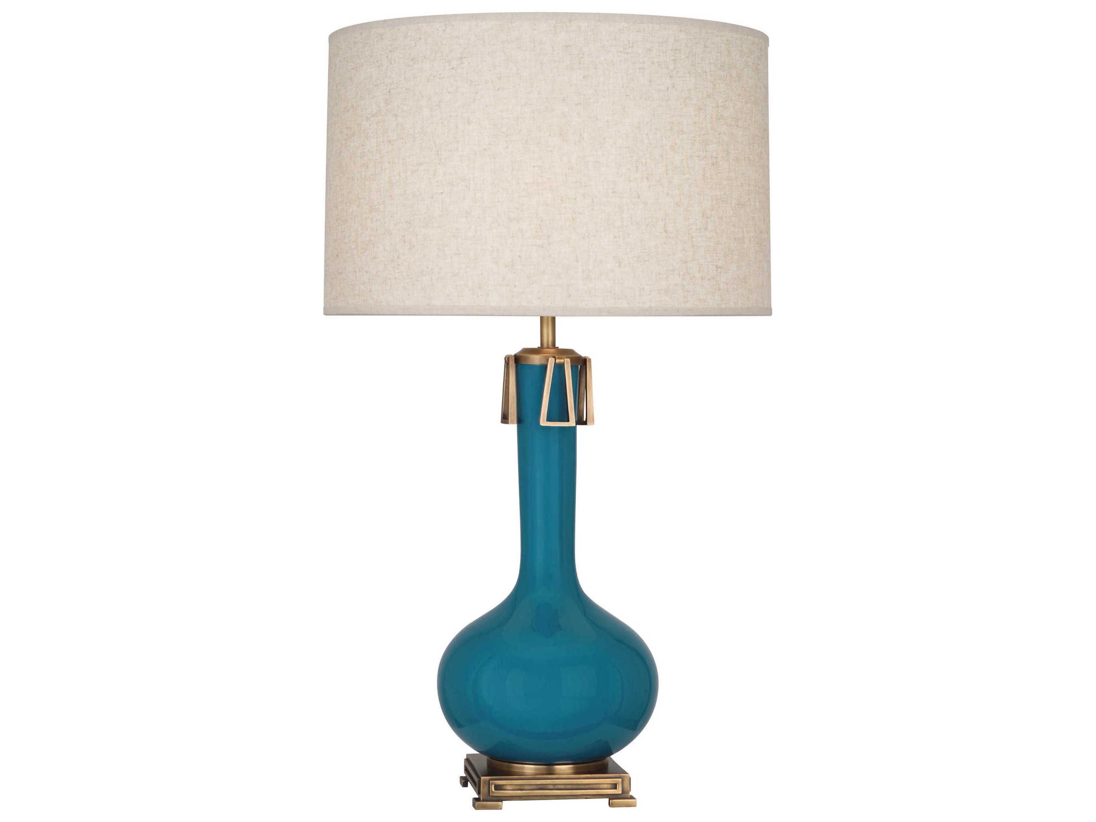 Robert Abbey Athena Peacock Glazed Aged Brass Buffet Lamp