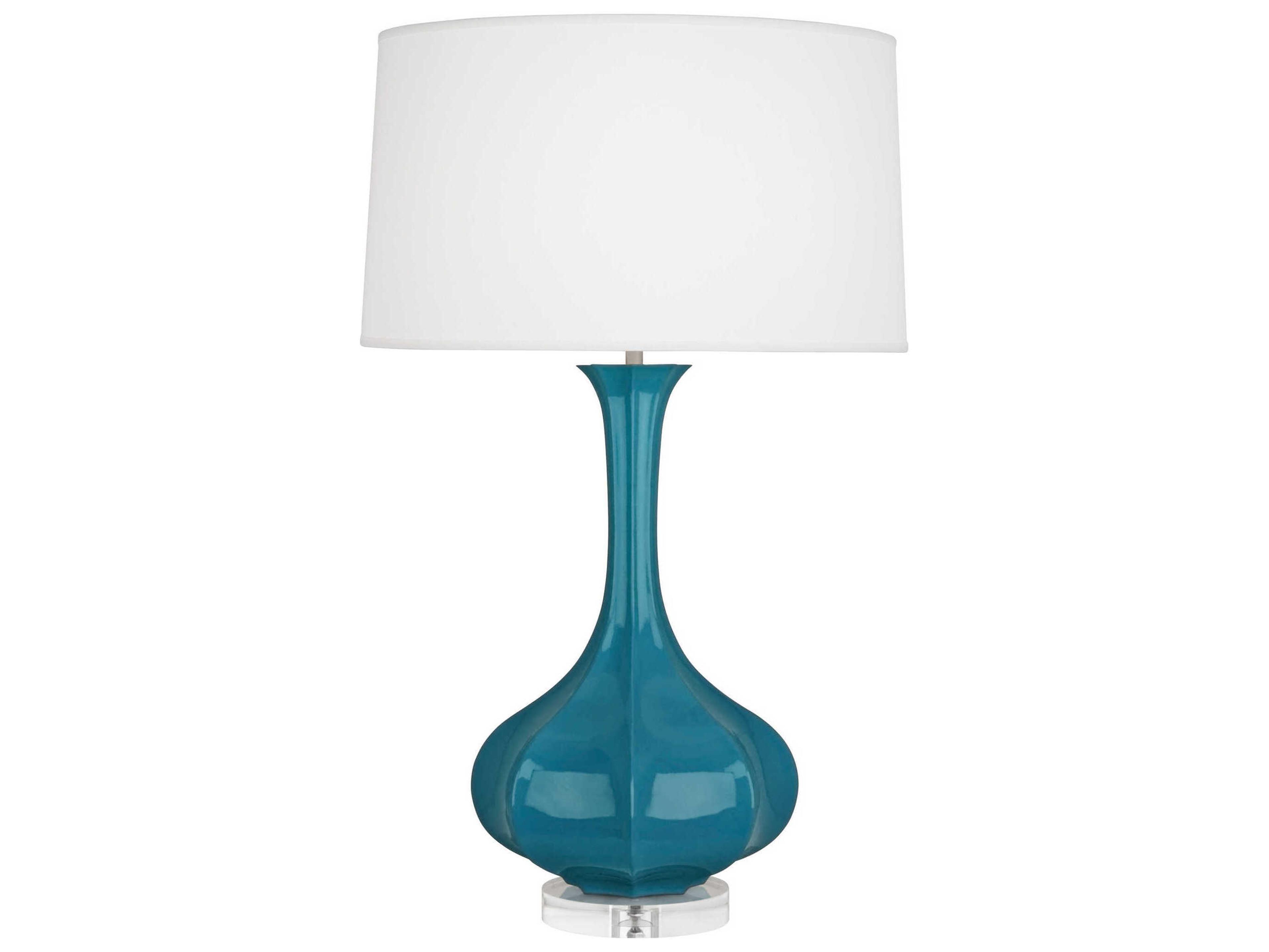 Robert Abbey Pike Peacock Glazed Lucite Blue Buffet Lamp
