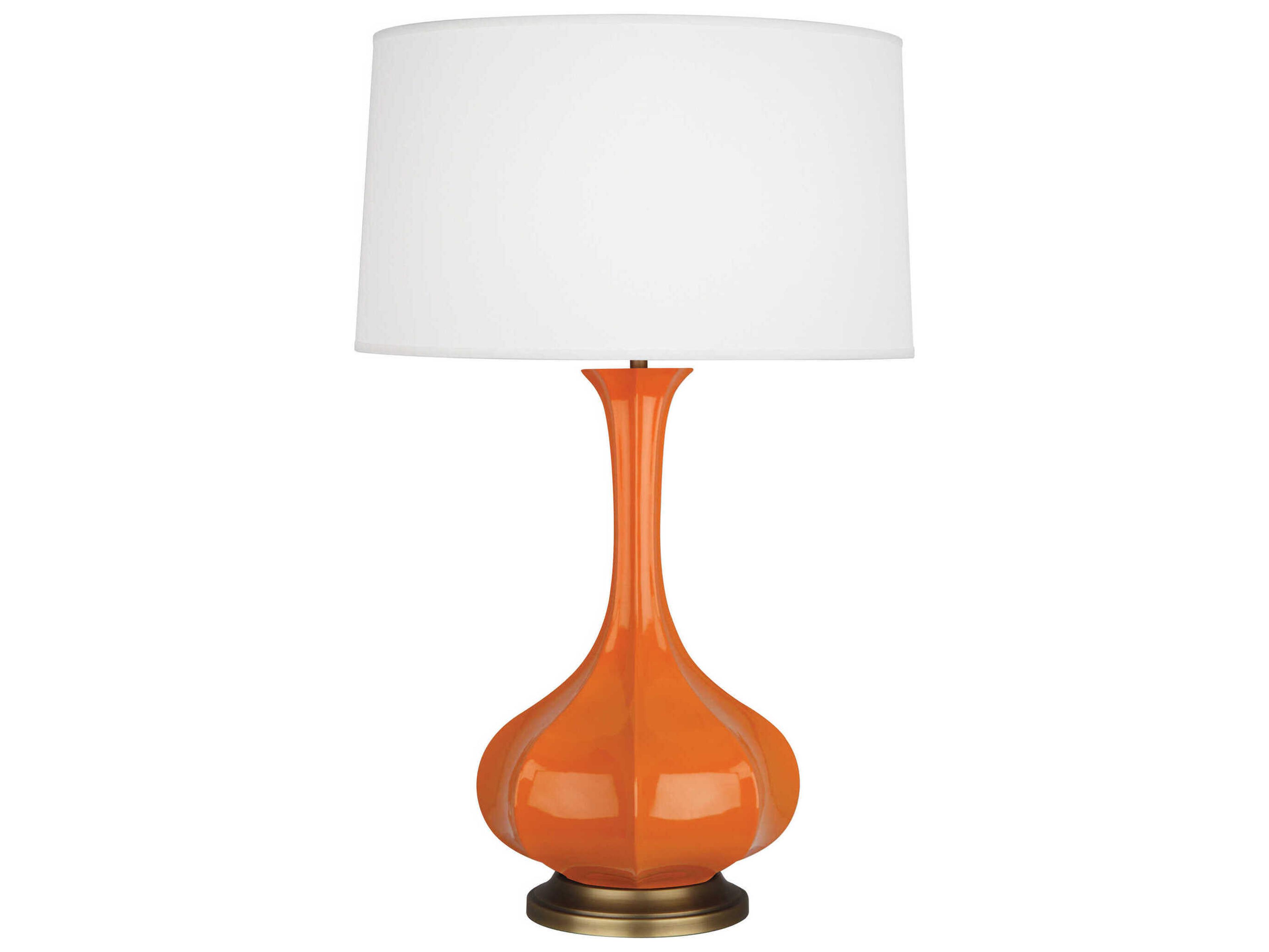 Robert Abbey Pike Pumpkin Glazed Aged Brass Orange Buffet Lamp