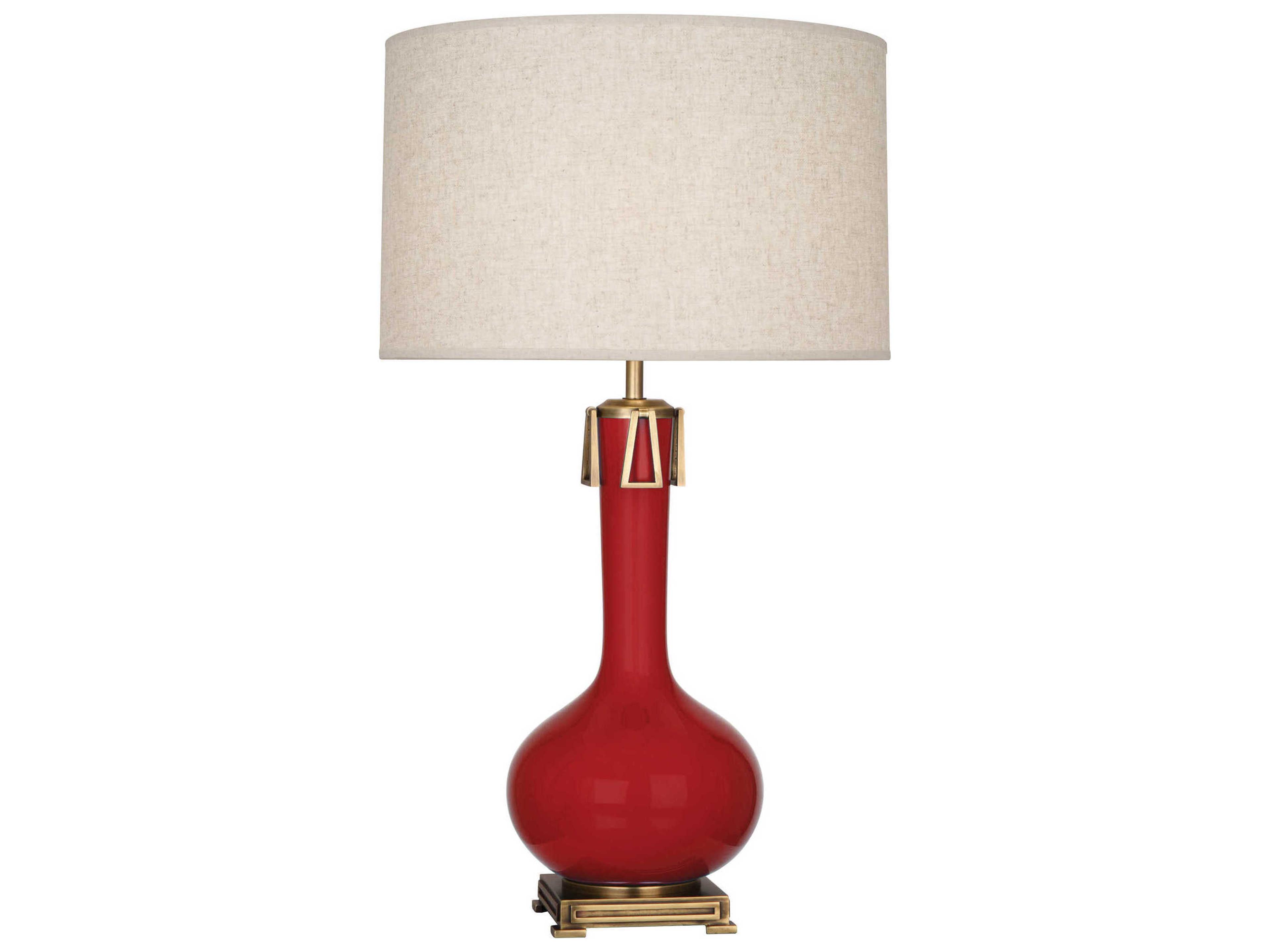 Robert Abbey Athena Ruby Red Glazed Aged Brass Buffet Lamp