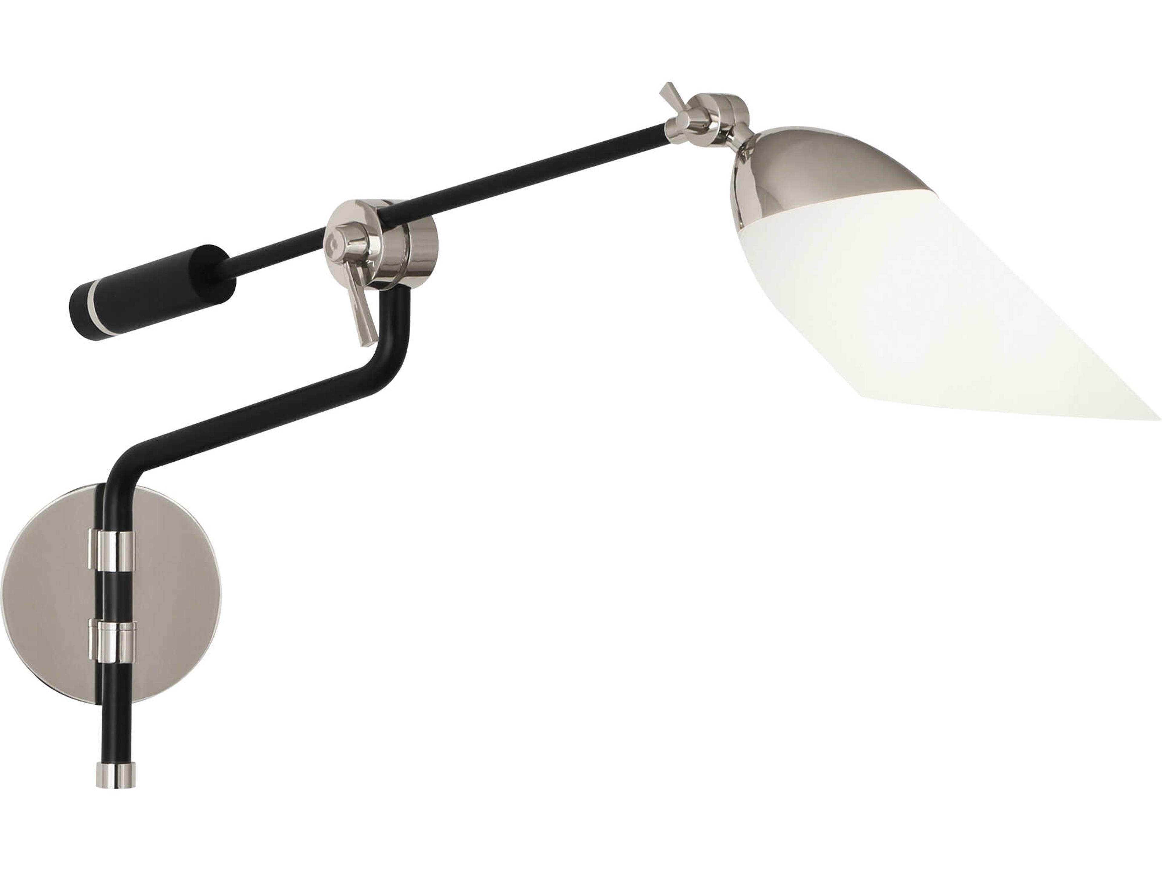 Robert Abbey Ferdinand 1-Light Matte Black Painted Polished Nickel Swing Wall Sconce