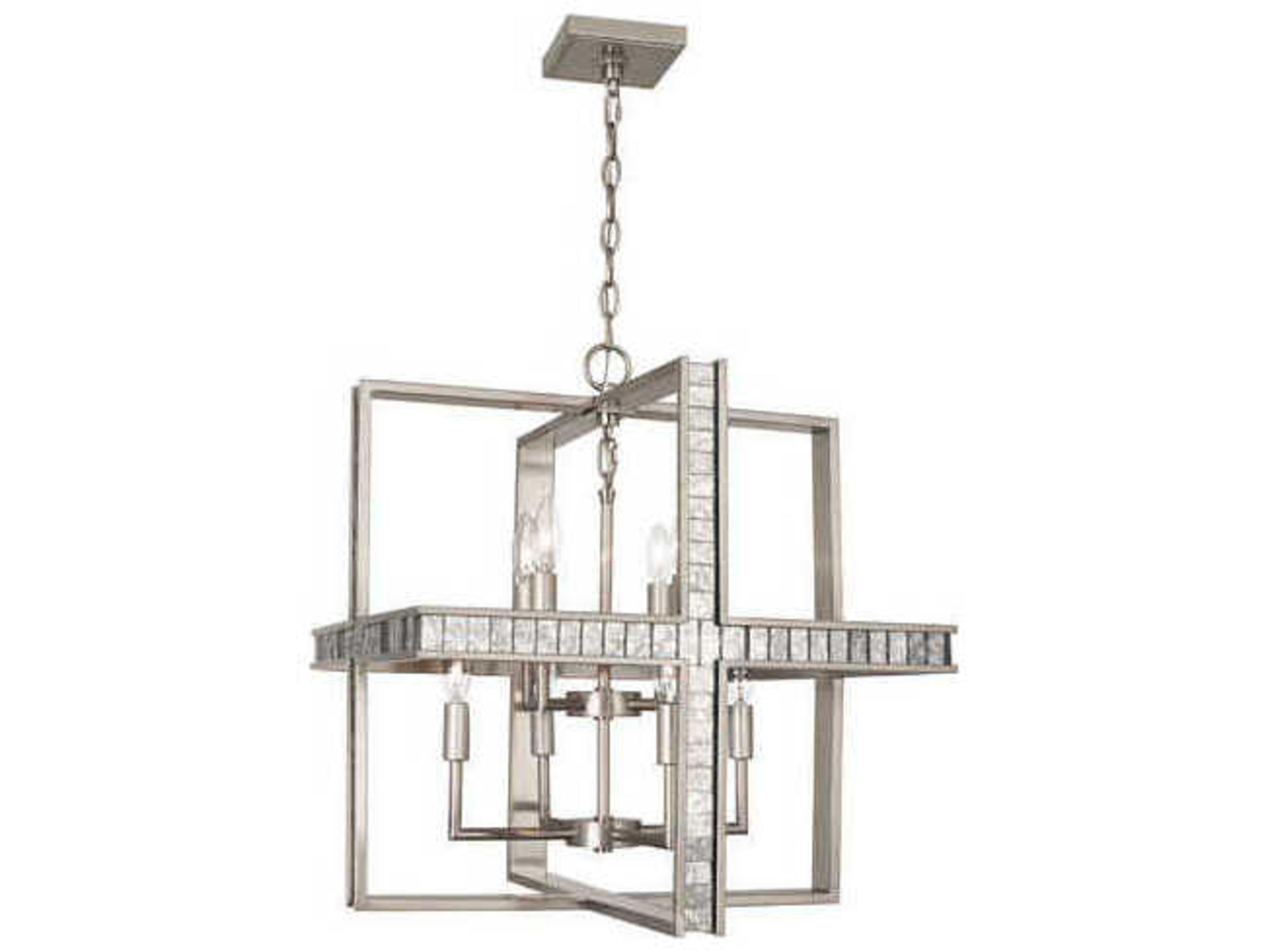 Robert Abbey Diana 8-Light Antique Silver Antiqued Mirror Geometric Pendant