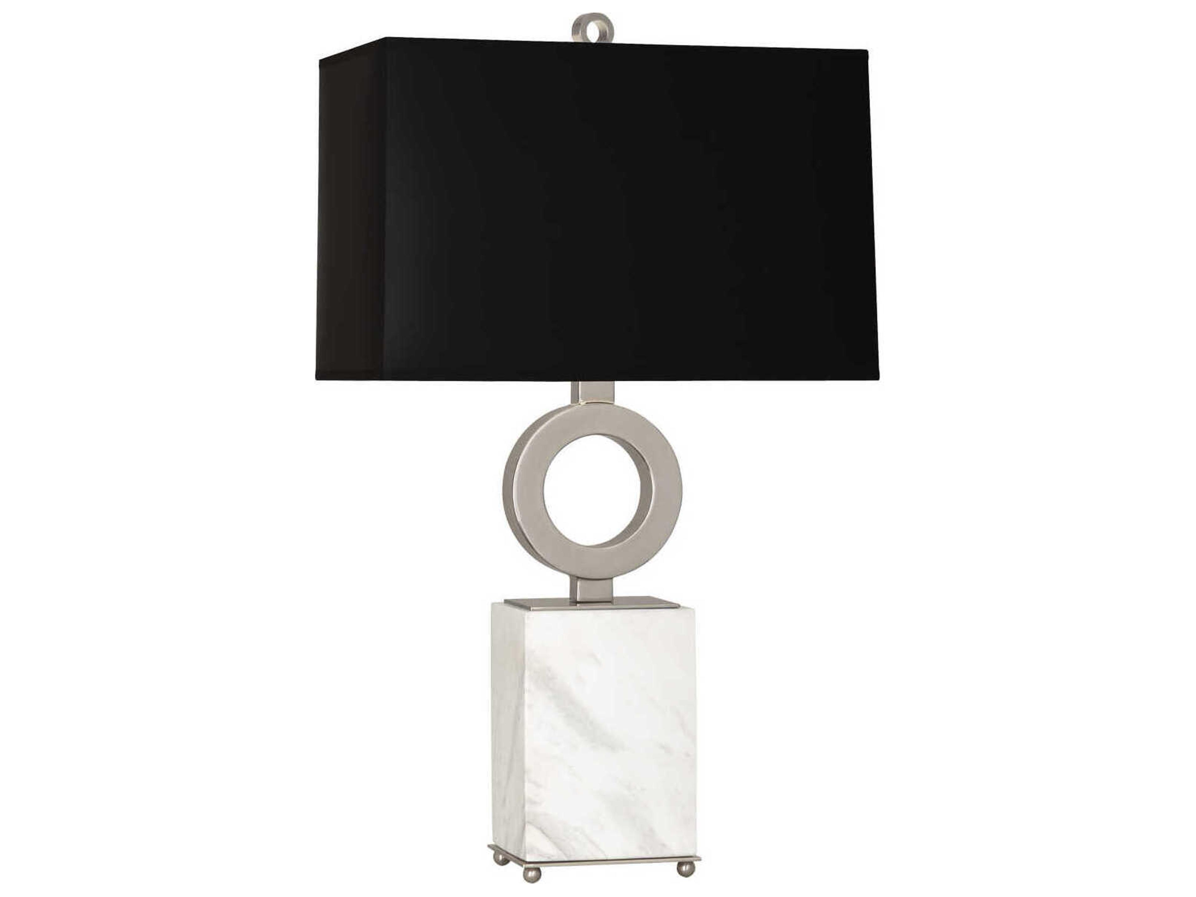 Robert Abbey Oculus Antique Silver White Marble Buffet Lamp