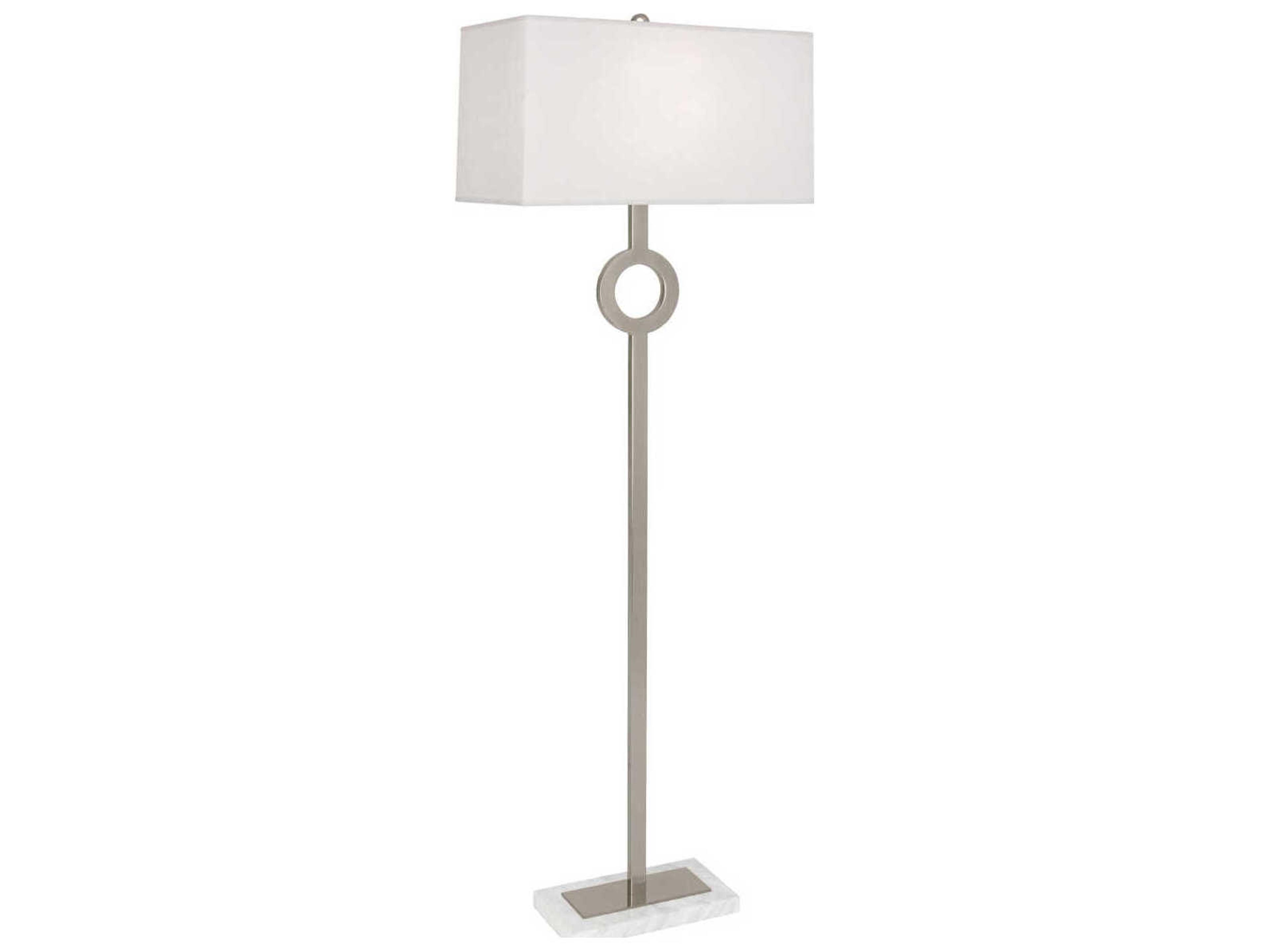 Robert Abbey Oculus Antique Silver White Marble Floor Lamp